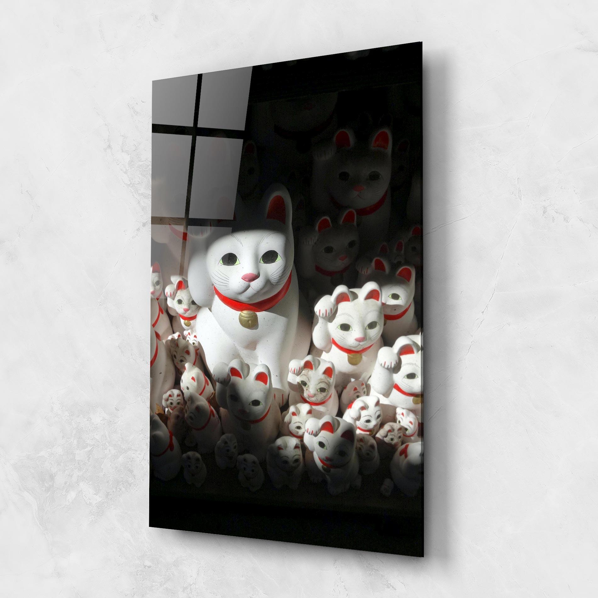 Üvegkép White Lucky Cats mockup 1