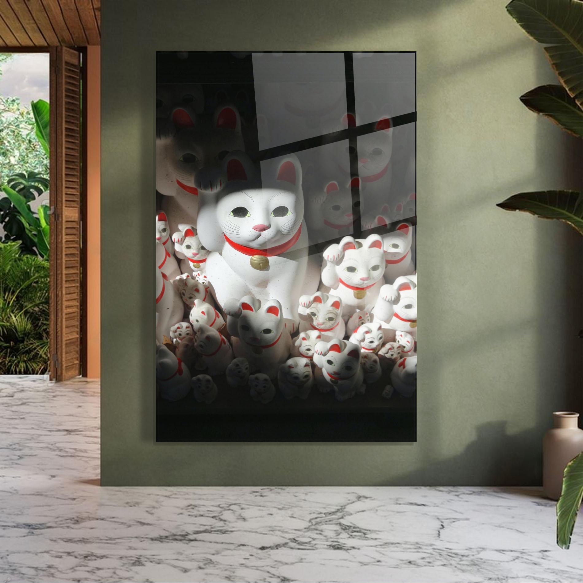 Üvegkép White Lucky Cats mockup 7