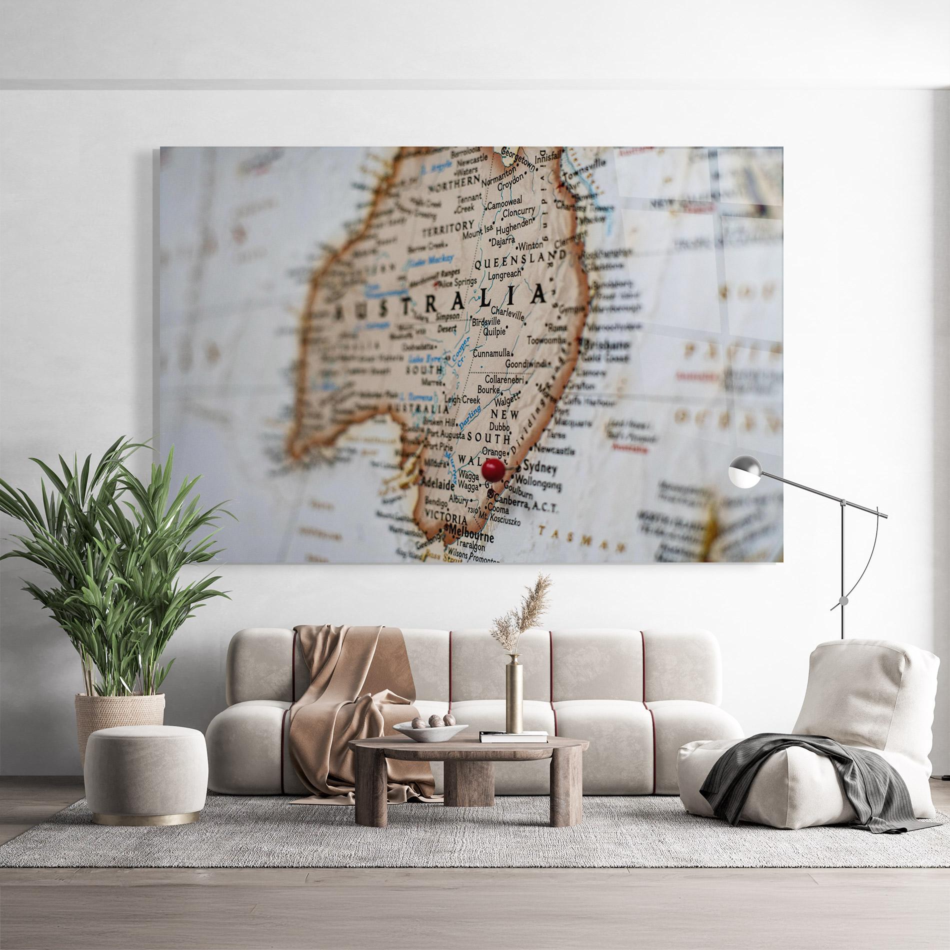 Üvegkép Australia Map mockup 9