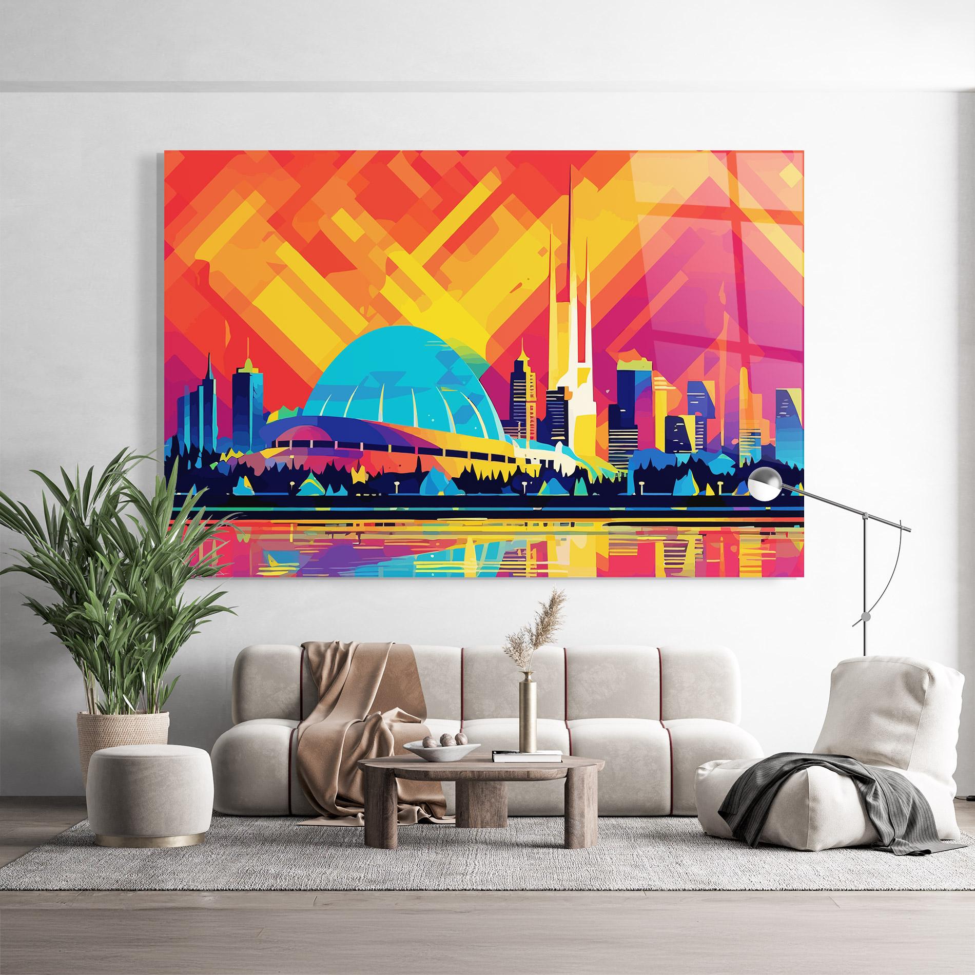 Üvegkép Blue Olympic Stadium mockup 9