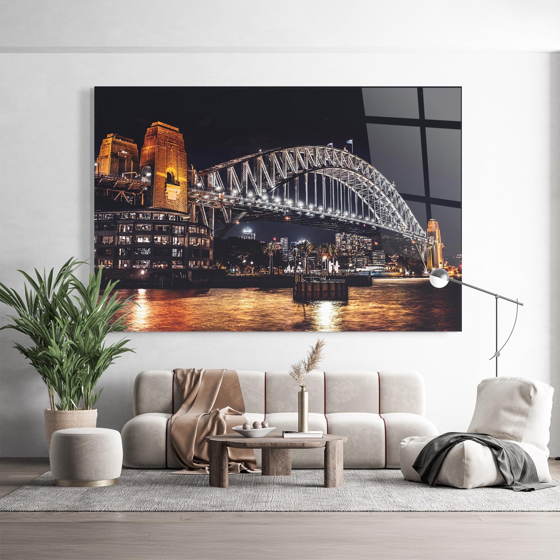 Üvegkép Sydney Night Bridge mockup 9