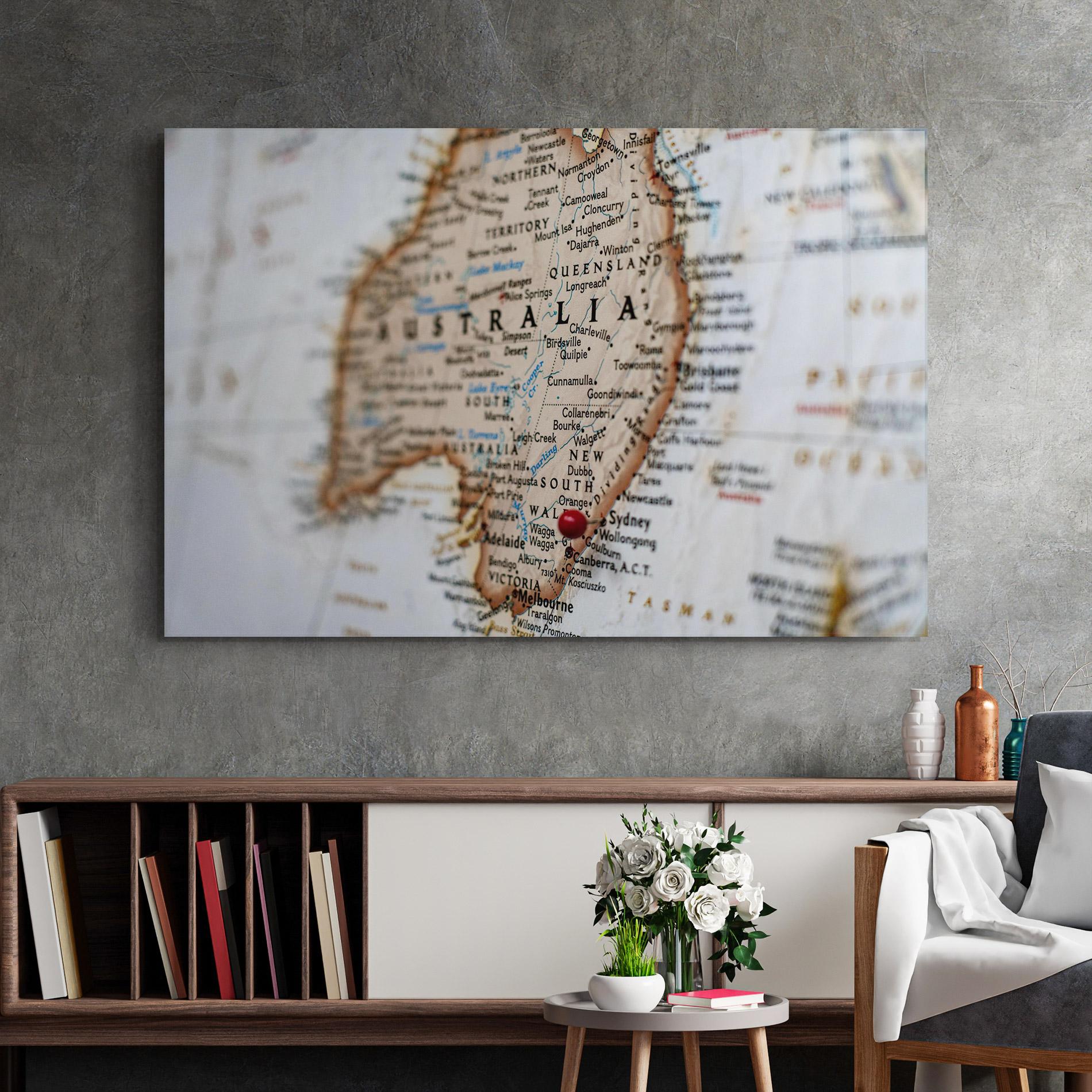 Üvegkép Australia Map mockup 2