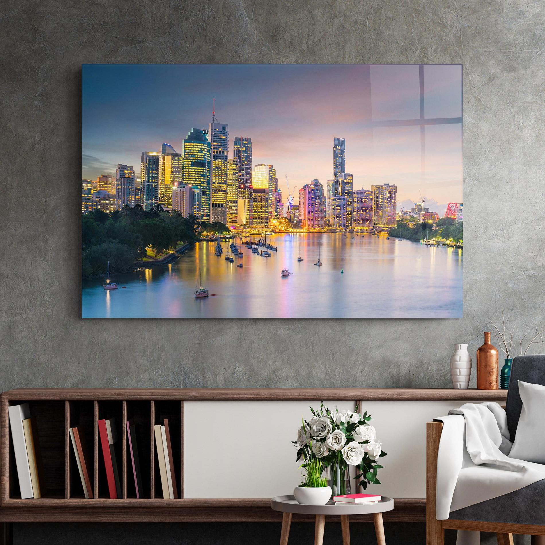 Üvegkép Brisbane City Skyline mockup 2