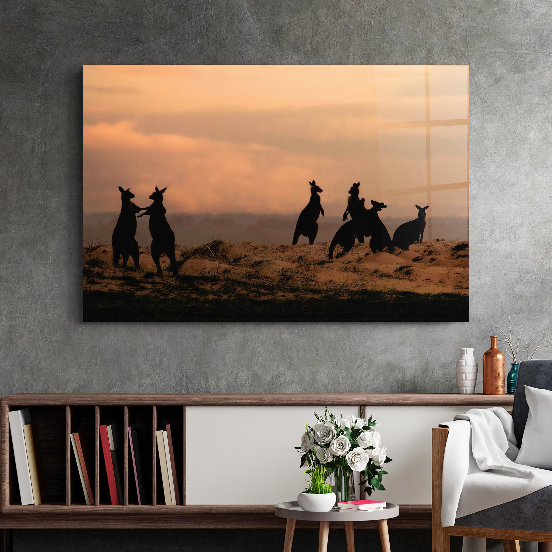Üvegkép Kangaroos Playing mockup 2