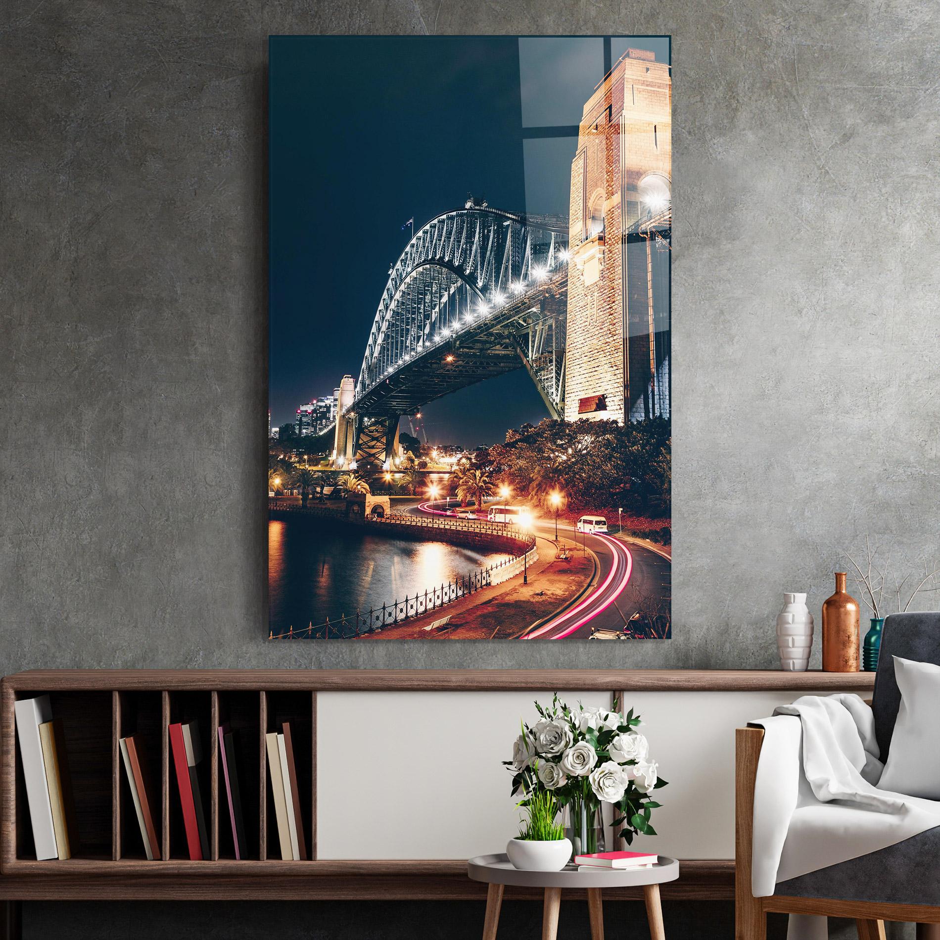 Üvegkép Sydney Harbour Bridge mockup 2