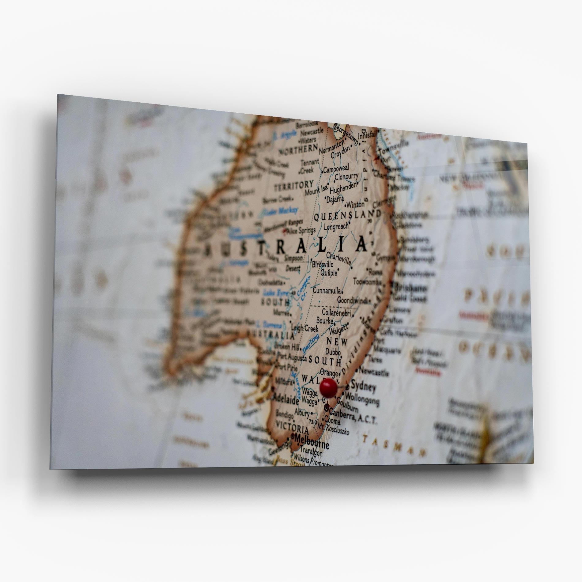Üvegkép Australia Map mockup 6