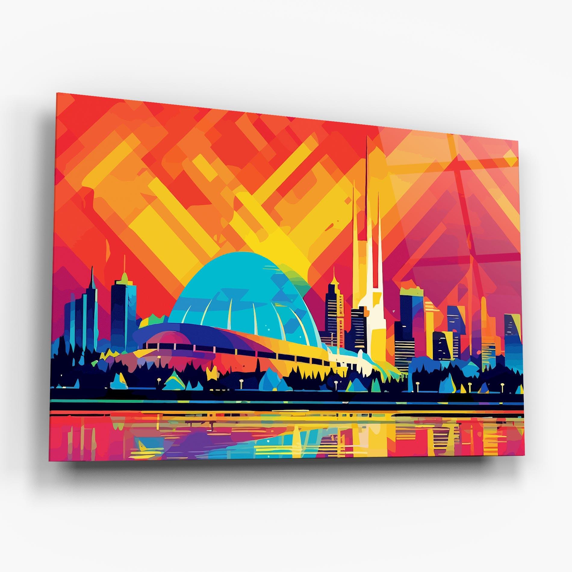 Üvegkép Blue Olympic Stadium mockup 6