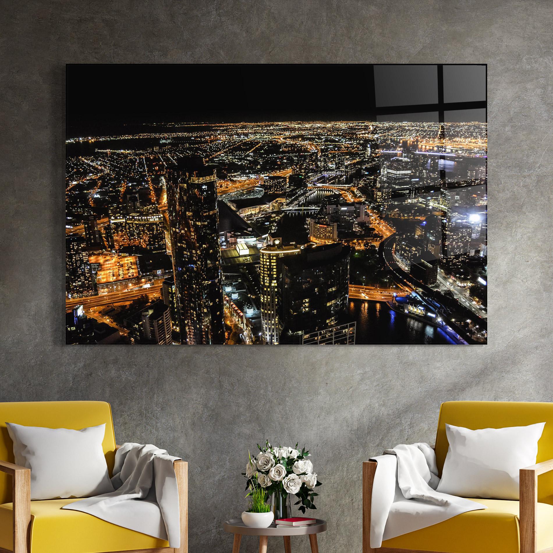 Üvegkép Black City Light mockup 4