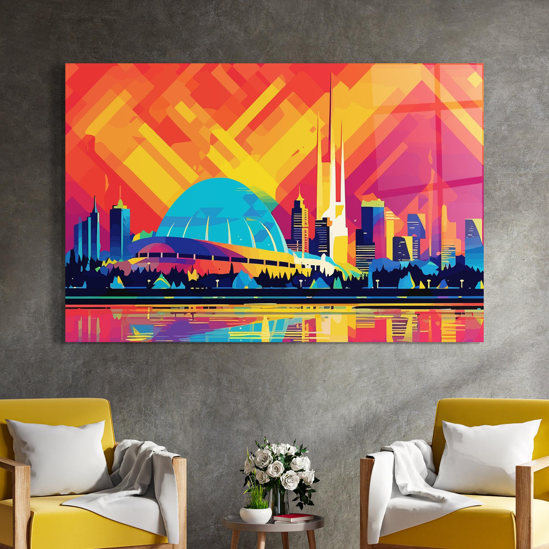 Üvegkép Blue Olympic Stadium mockup 4