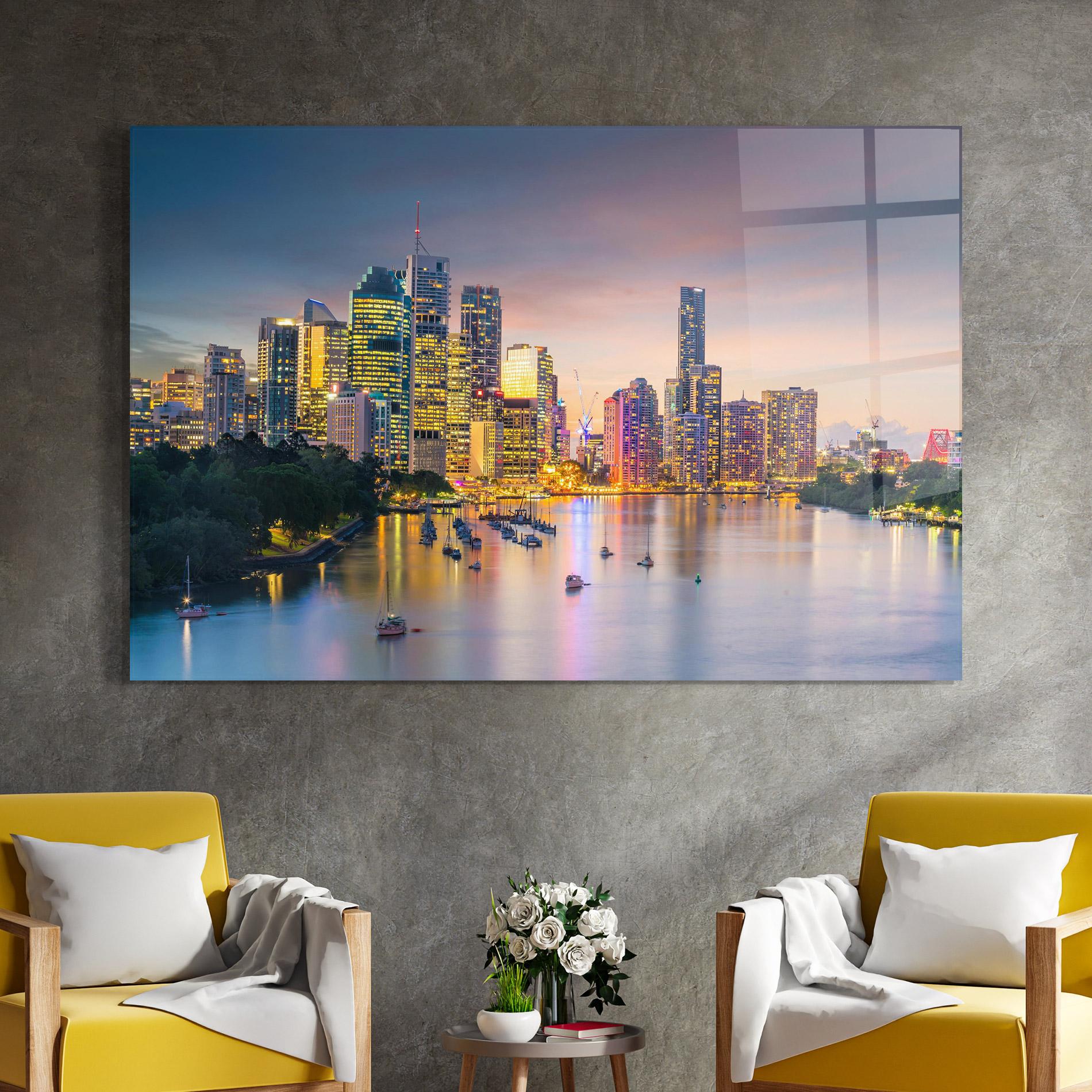 Üvegkép Brisbane City Skyline mockup 4