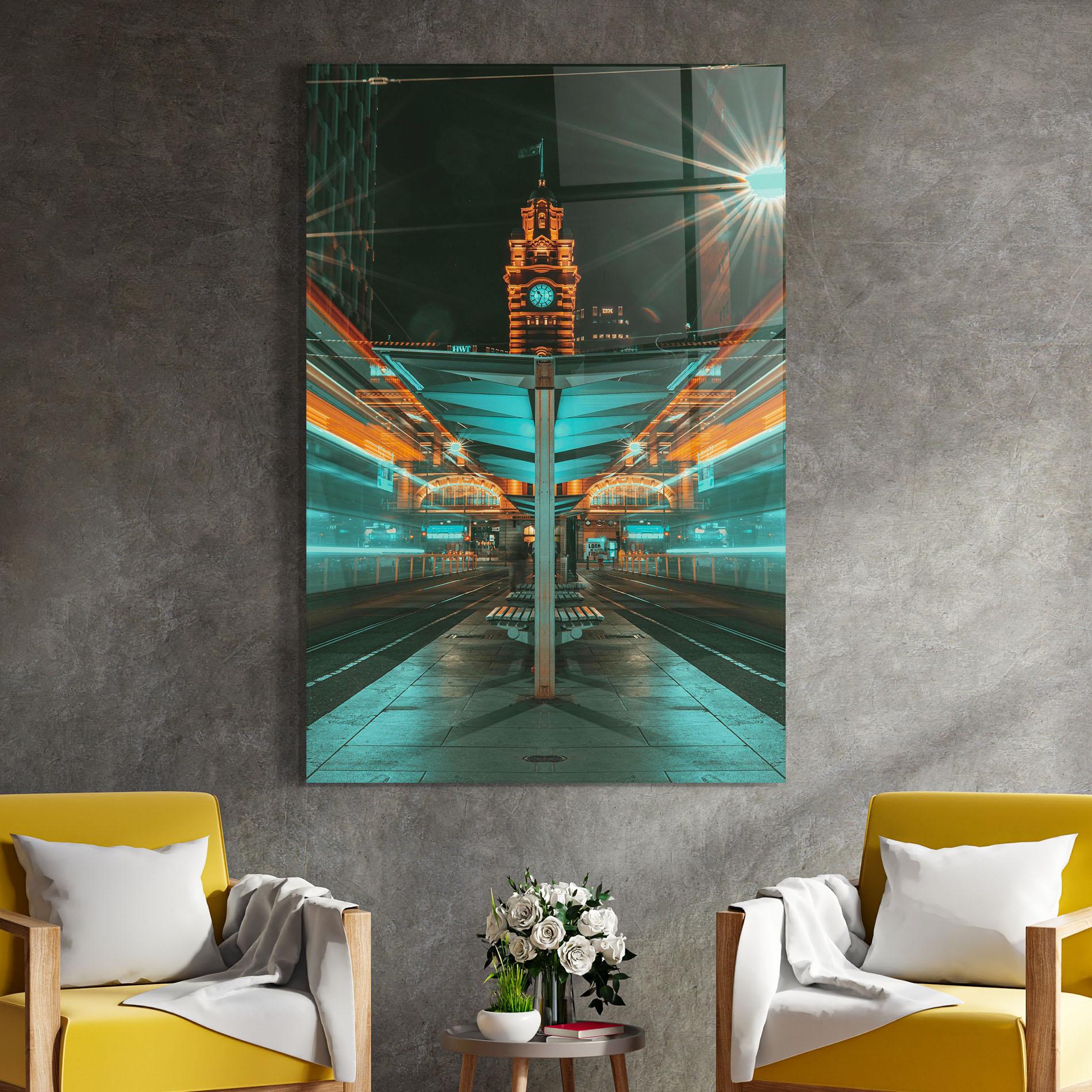 Üvegkép Clock Tower Light mockup 4