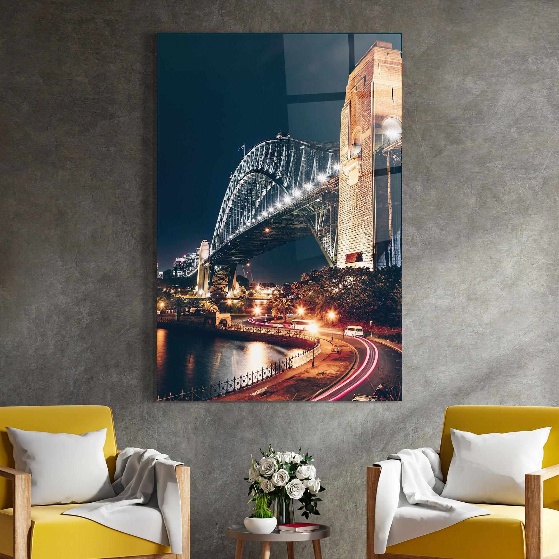 Üvegkép Sydney Harbour Bridge mockup 4