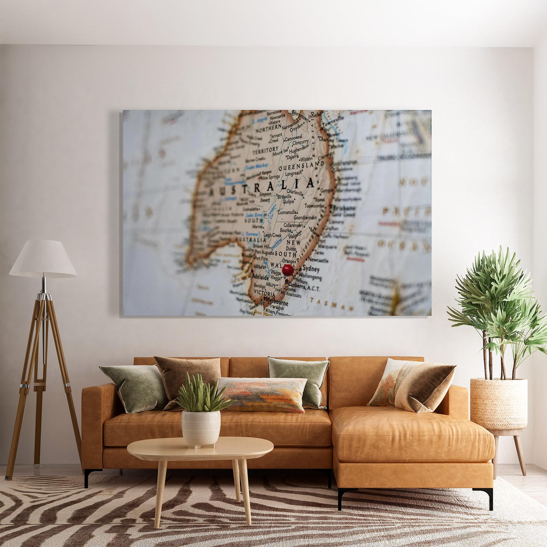 Üvegkép Australia Map mockup 7