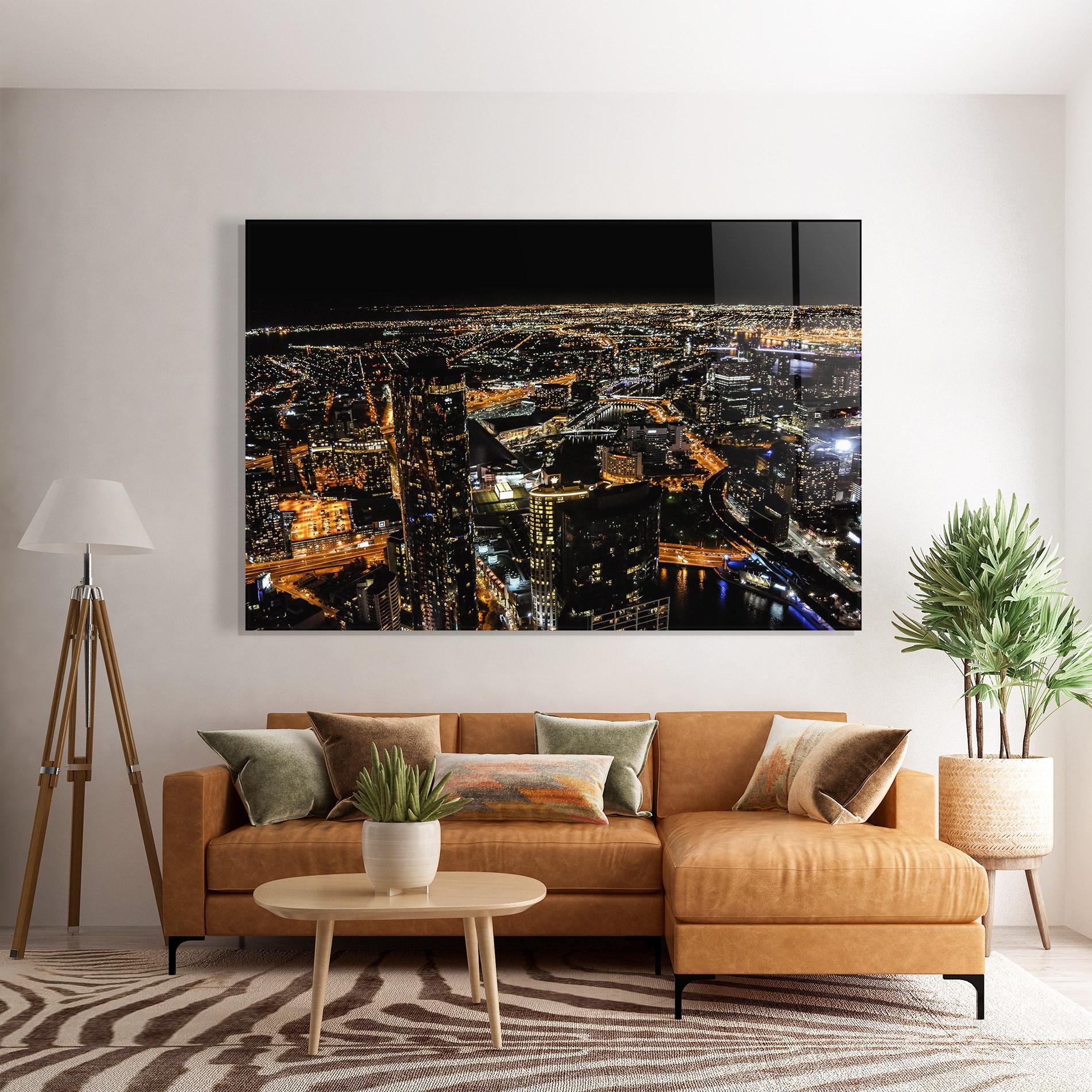 Üvegkép Black City Light mockup 7