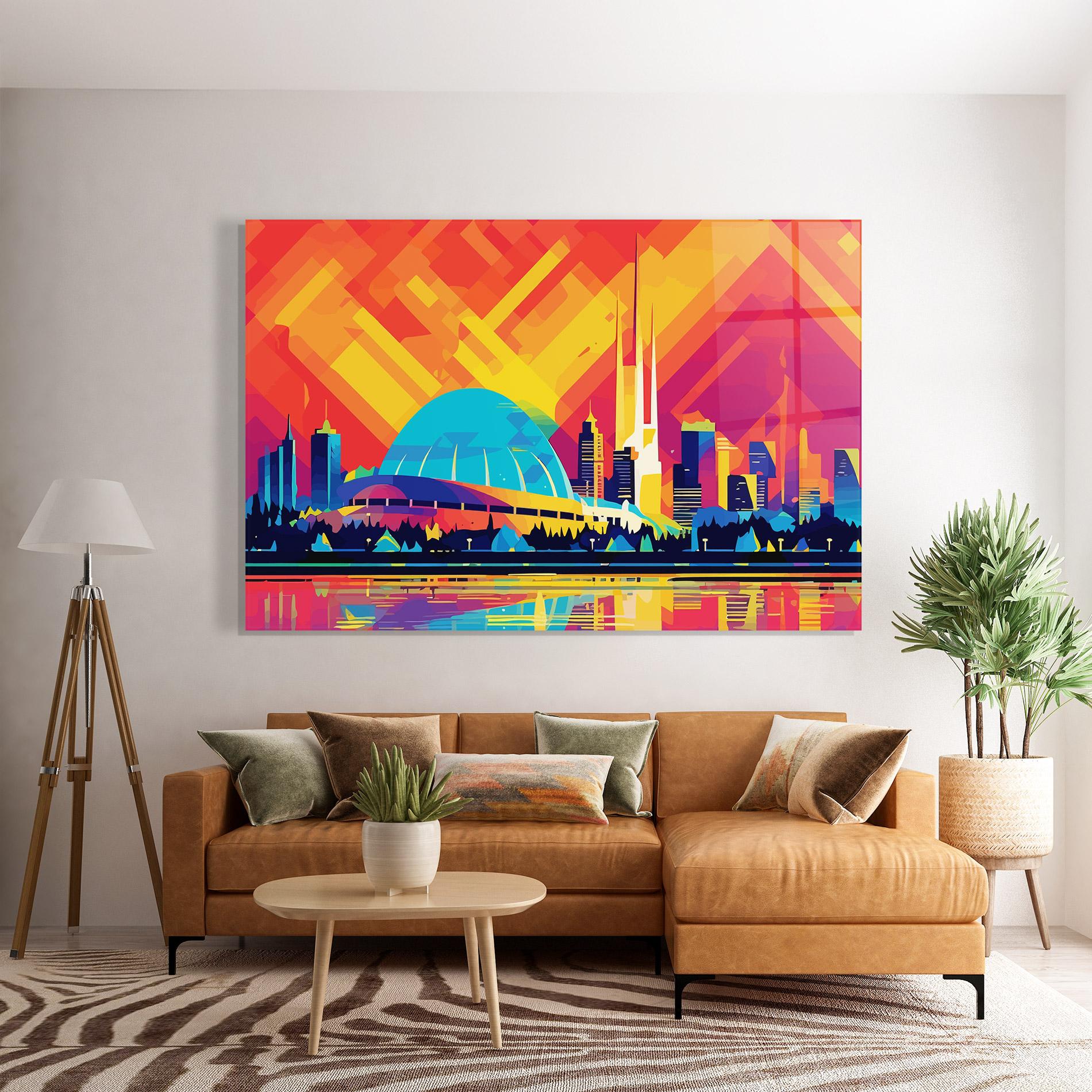 Üvegkép Blue Olympic Stadium mockup 7