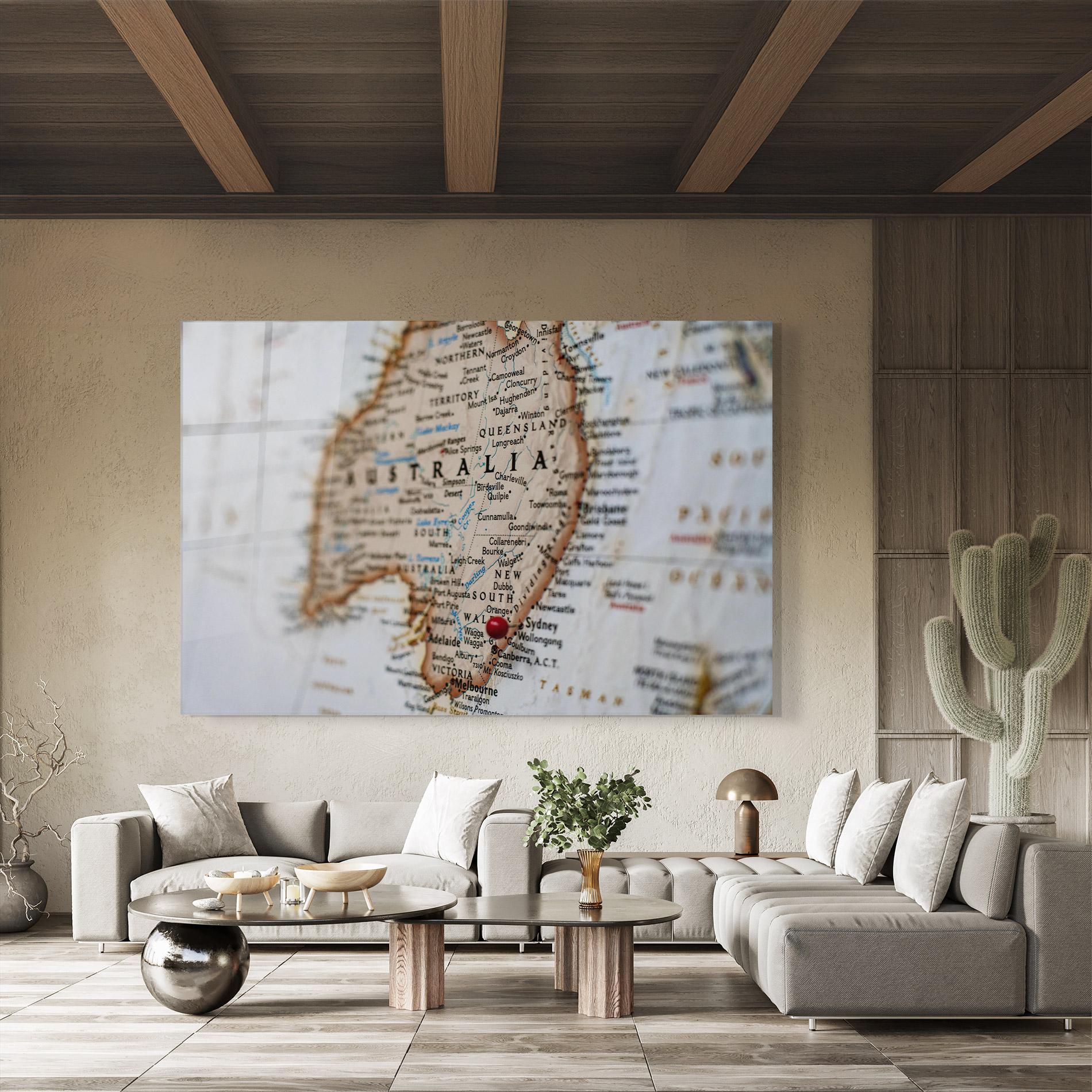 Üvegkép Australia Map mockup 8