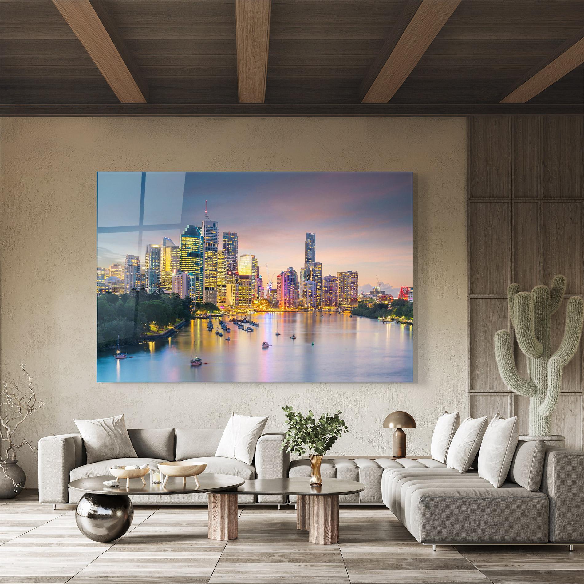 Üvegkép Brisbane City Skyline mockup 8