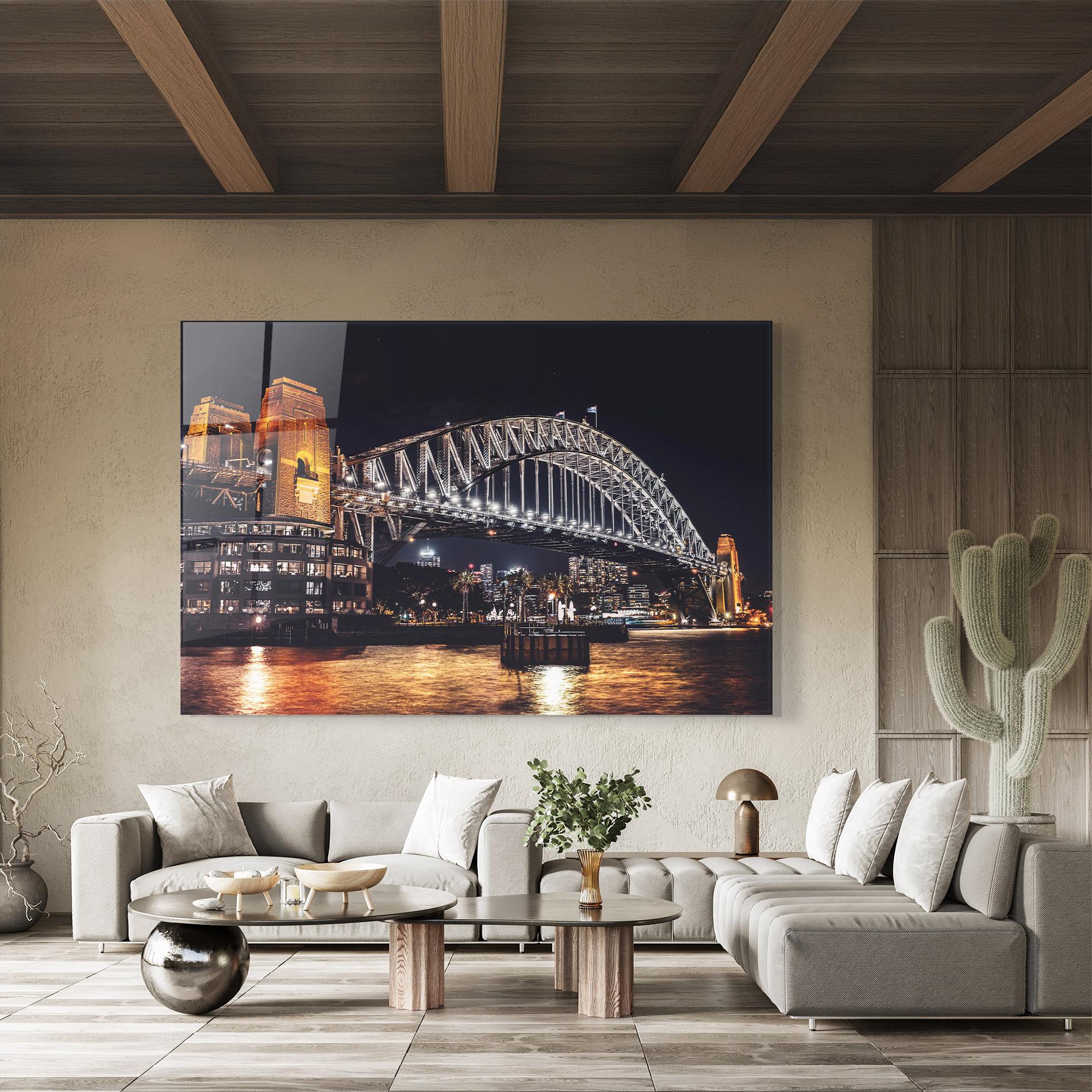 Üvegkép Sydney Night Bridge mockup 8