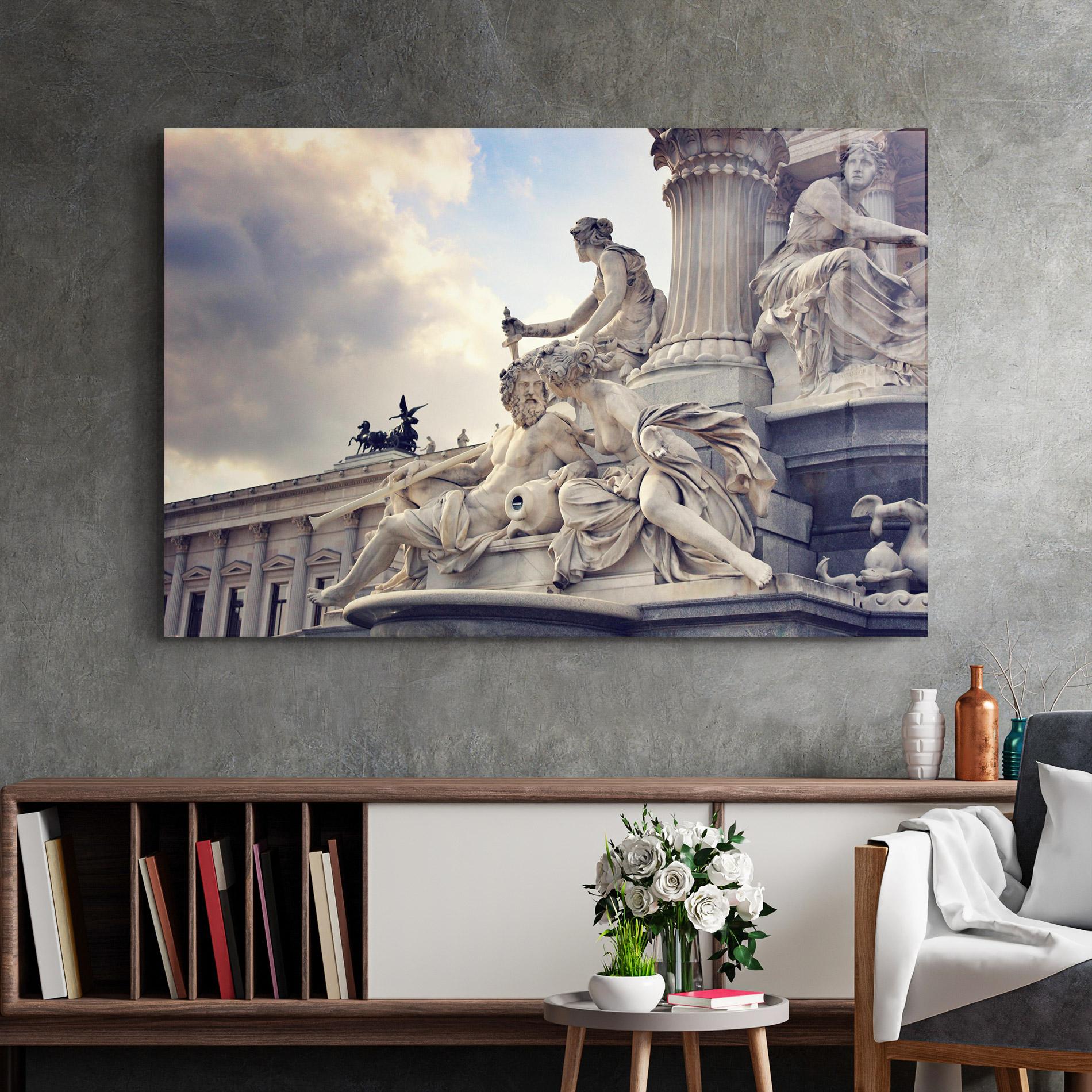 Üvegkép Vienna Statue mockup 2