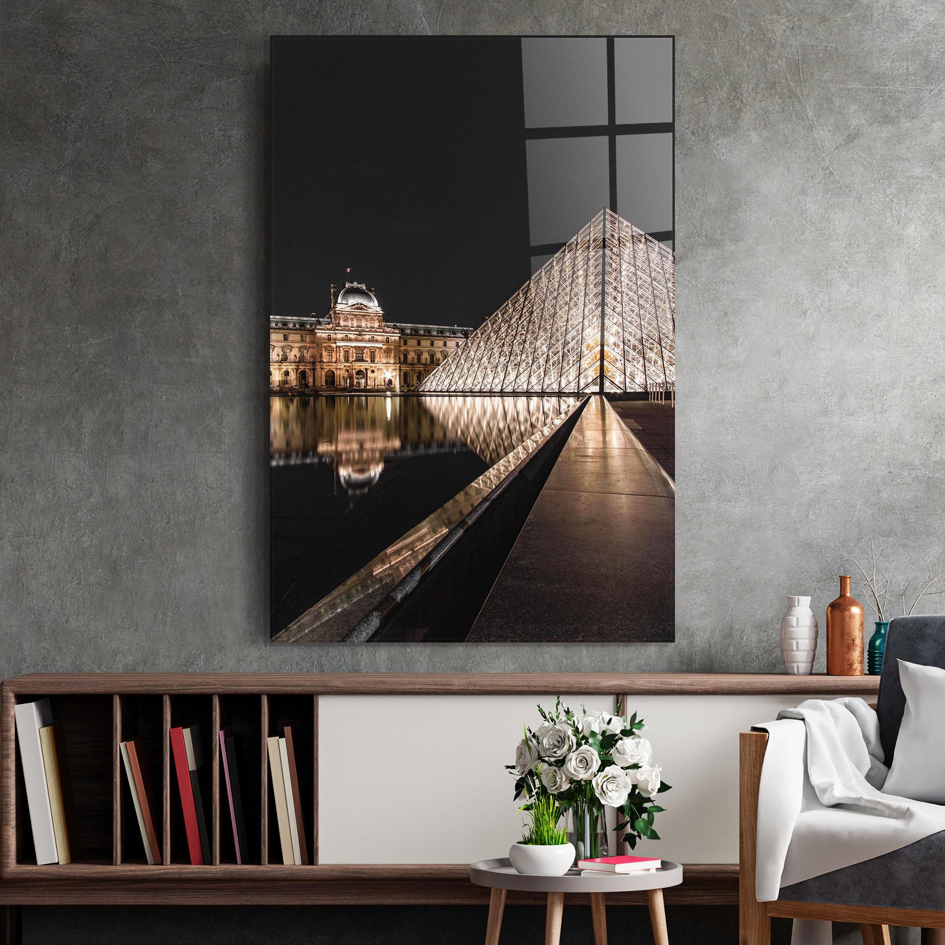 Üvegkép Louvre Night mockup 2