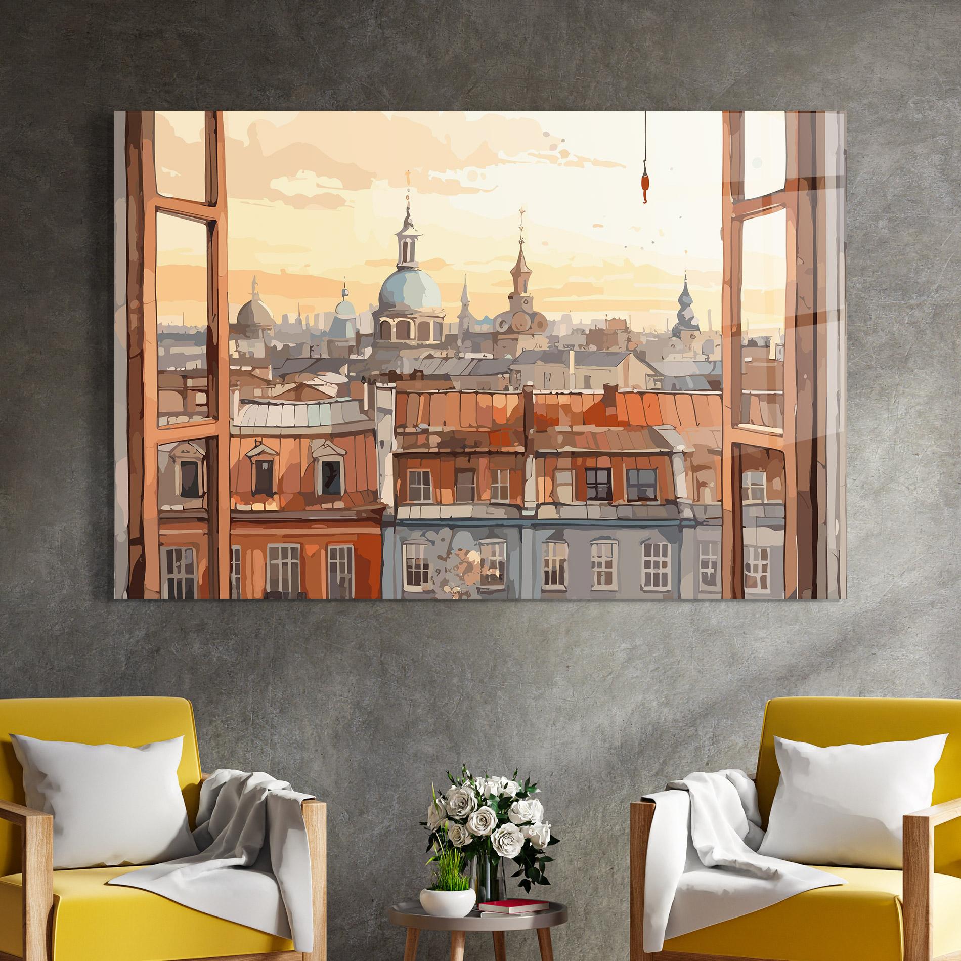 Üvegkép Window City View mockup 4