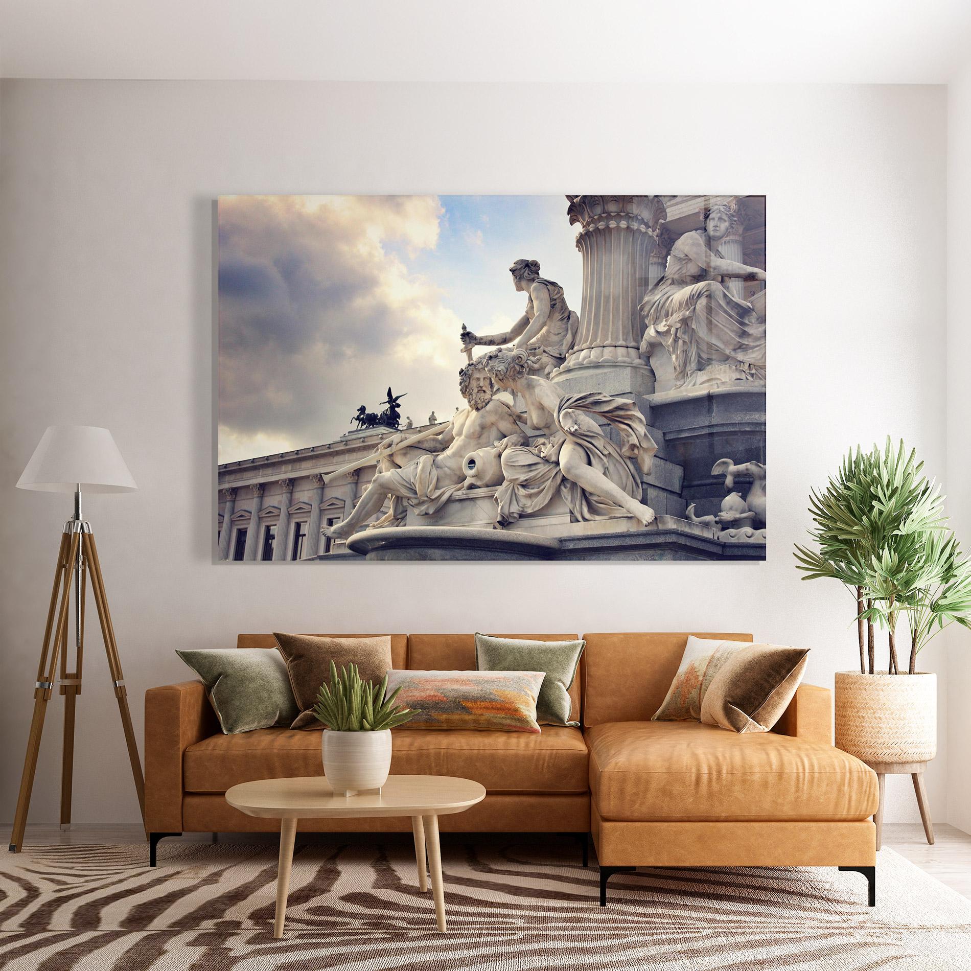 Üvegkép Vienna Statue mockup 7