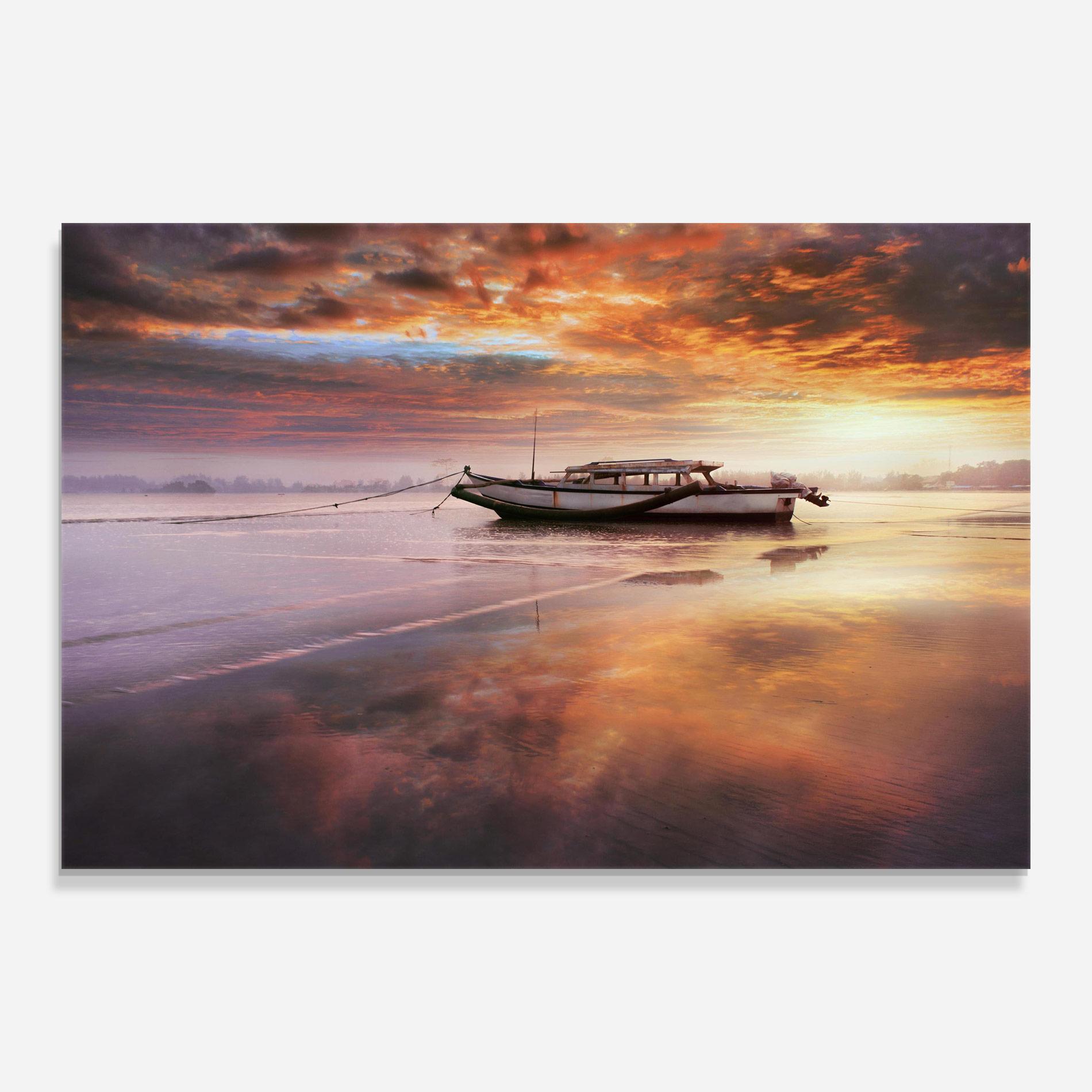 Üvegkép Beauty Boat Sunrise mockup 0