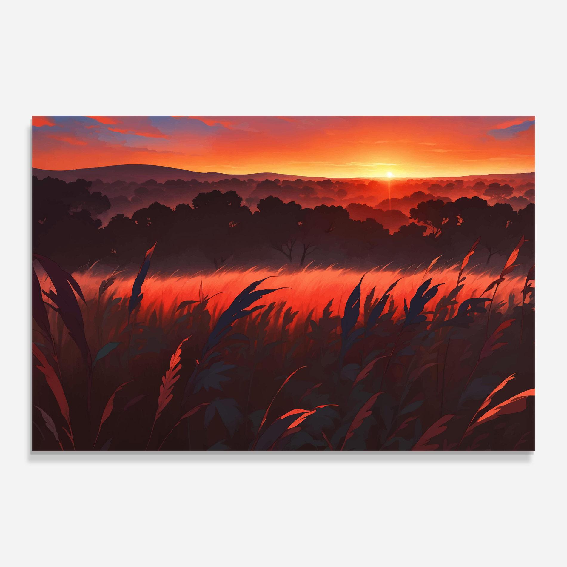 Üvegkép Sunset Red Field mockup 0