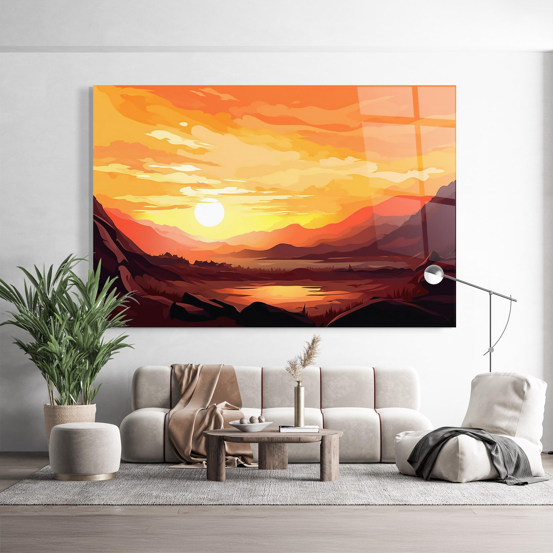 Üvegkép Beautiful Sunset Illustration mockup 9