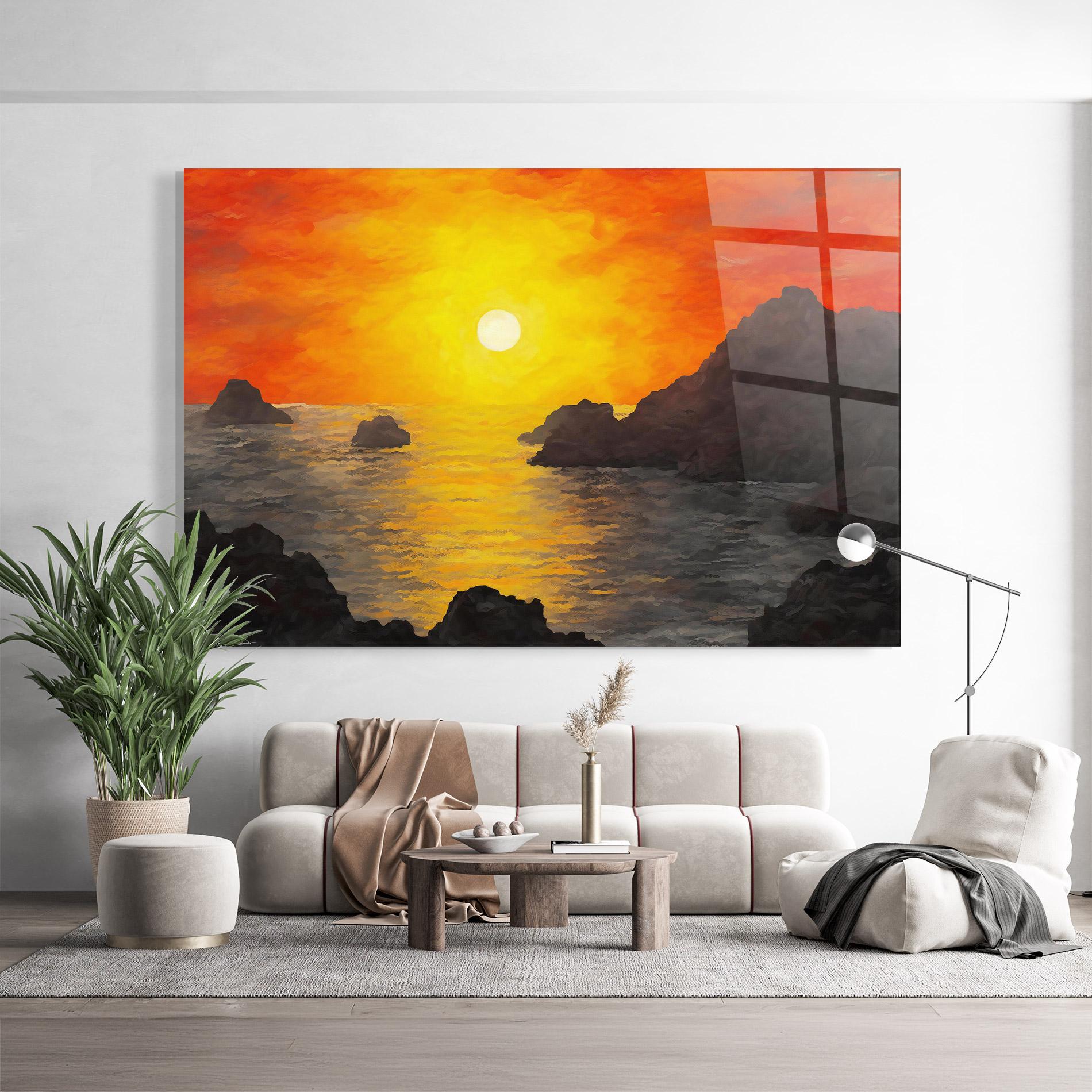 Üvegkép Mountains Rocks Painting mockup 9