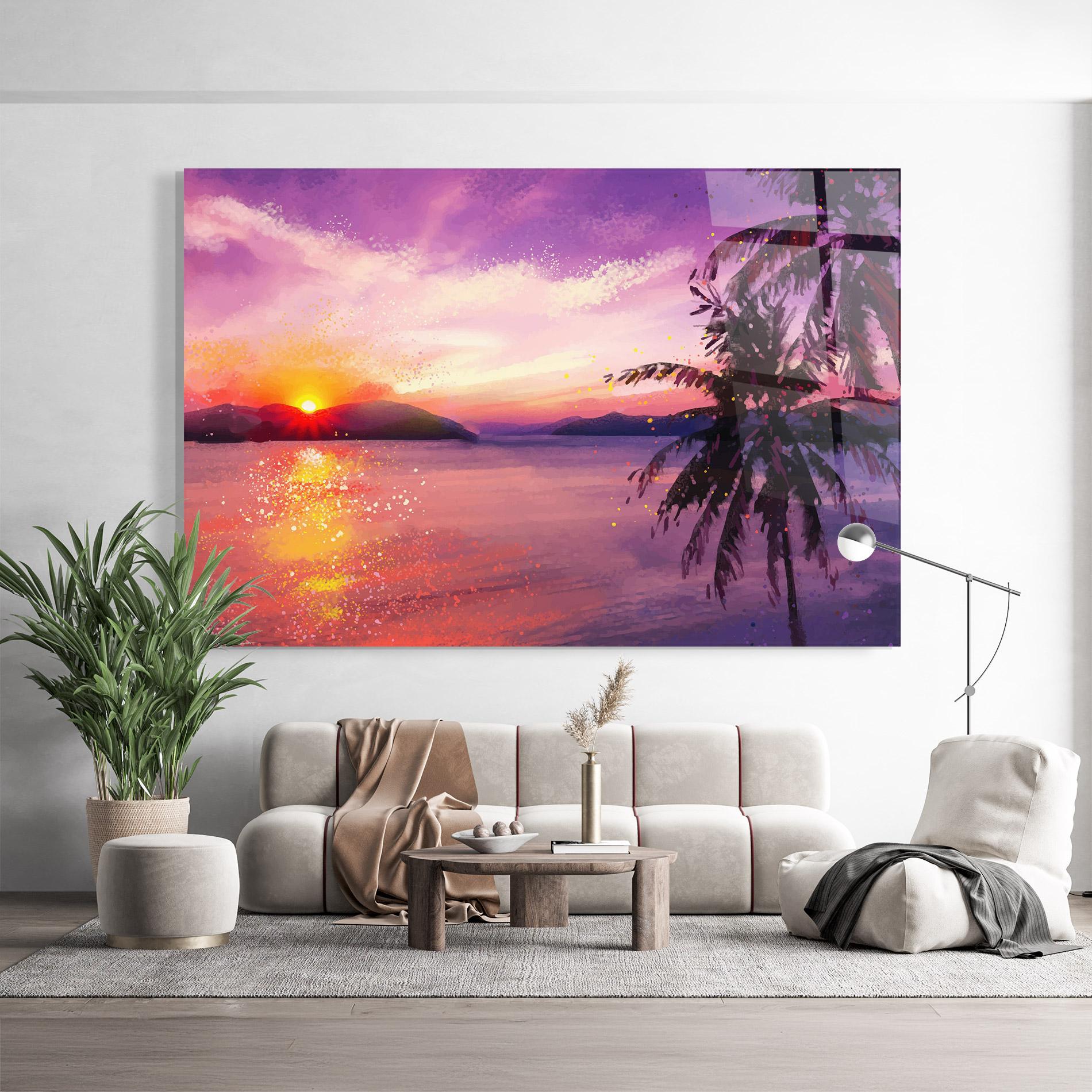 Üvegkép Purple Sunrise Art mockup 9