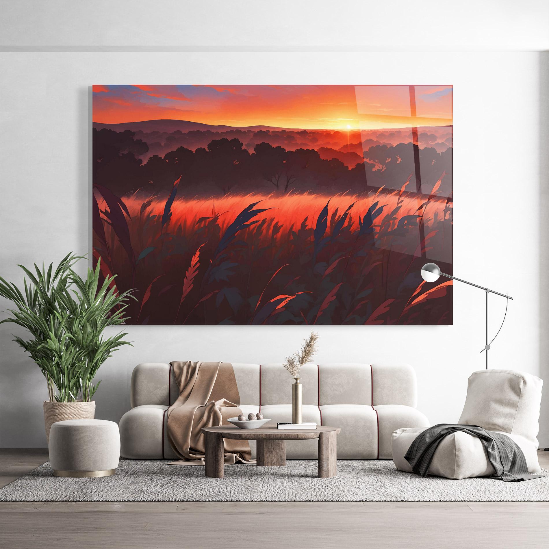 Üvegkép Sunset Red Field mockup 9