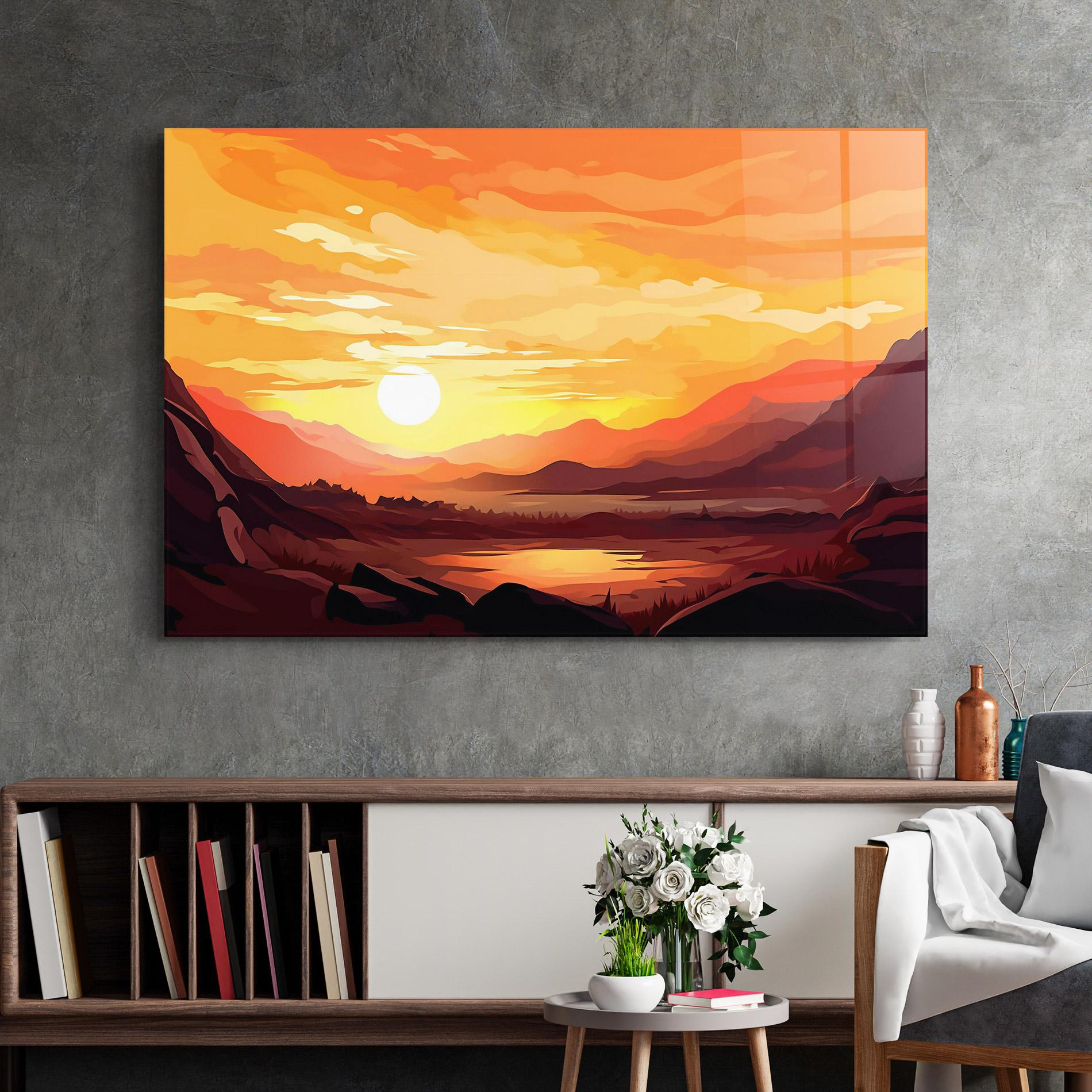 Üvegkép Beautiful Sunset Illustration mockup 2