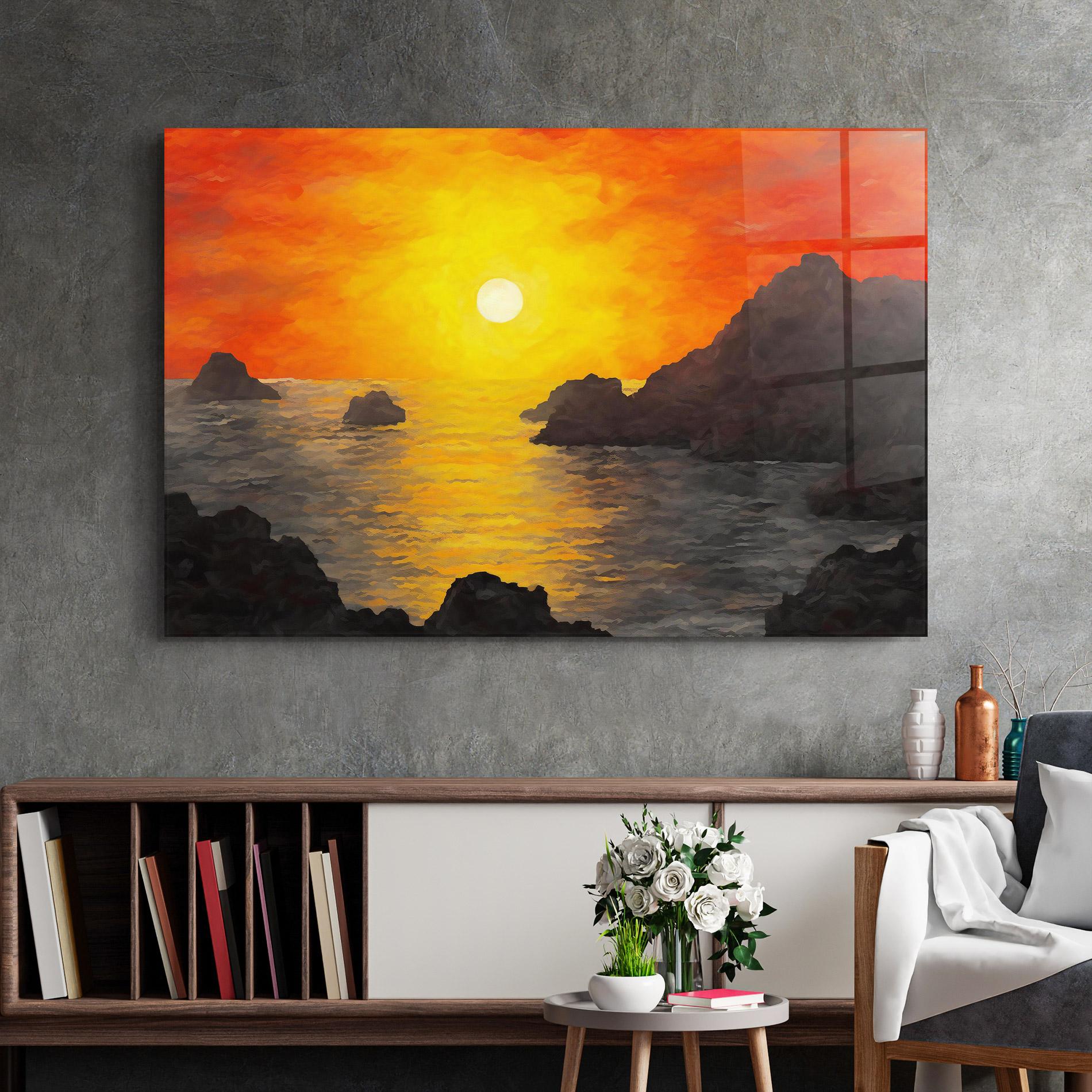 Üvegkép Mountains Rocks Painting mockup 2