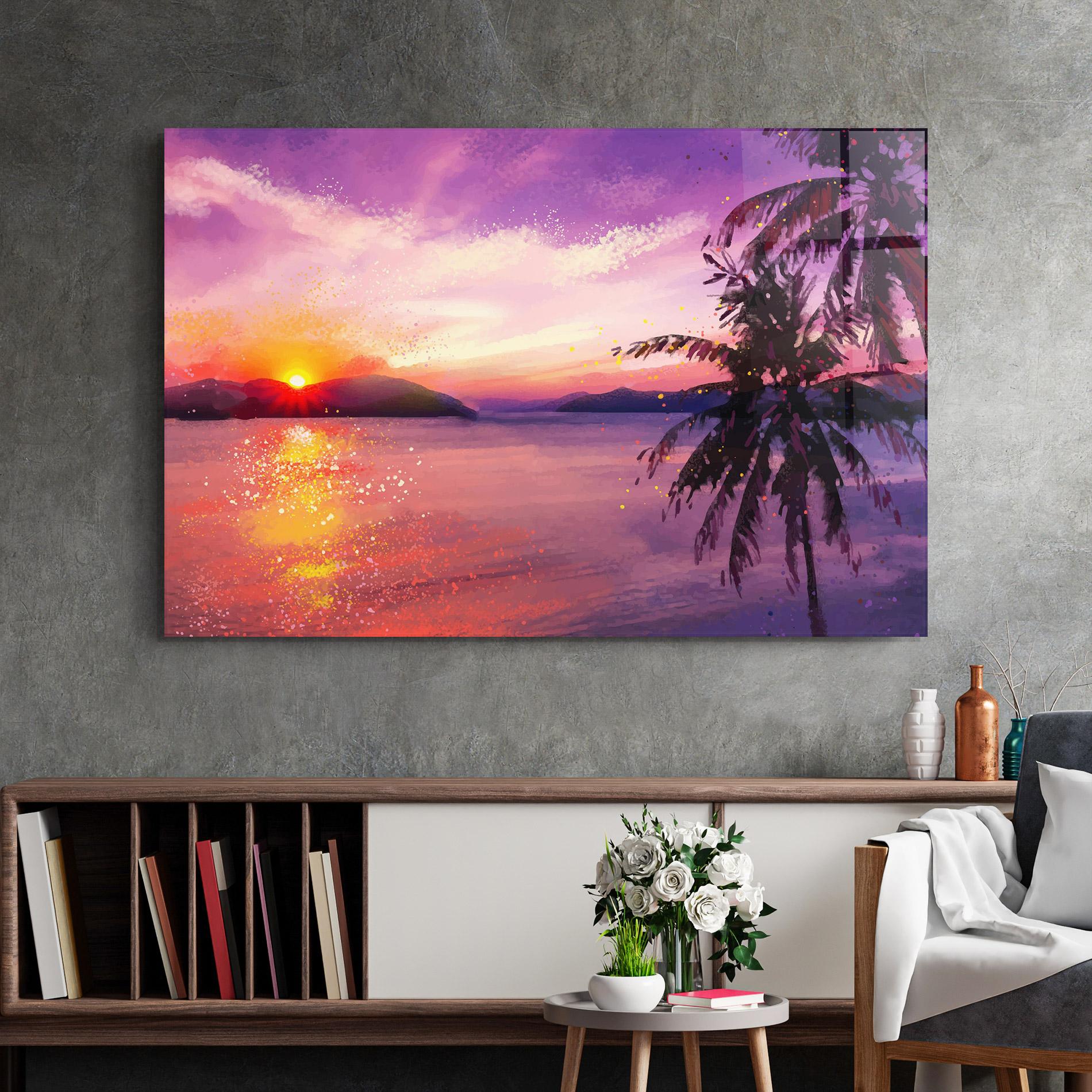 Üvegkép Purple Sunrise Art mockup 2