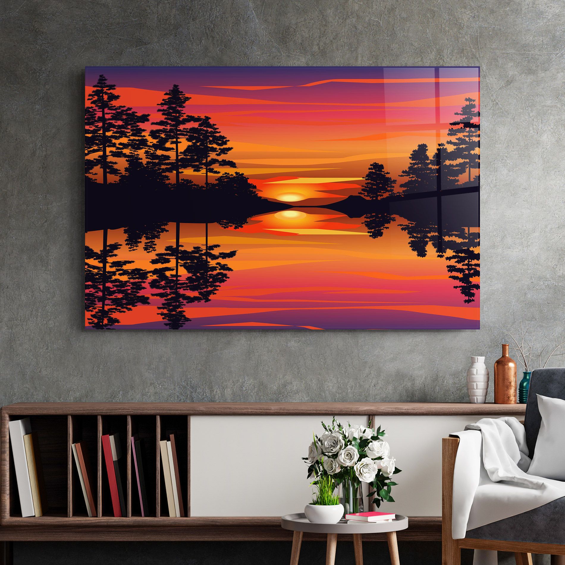 Sunset Forest Reflection mockup 2