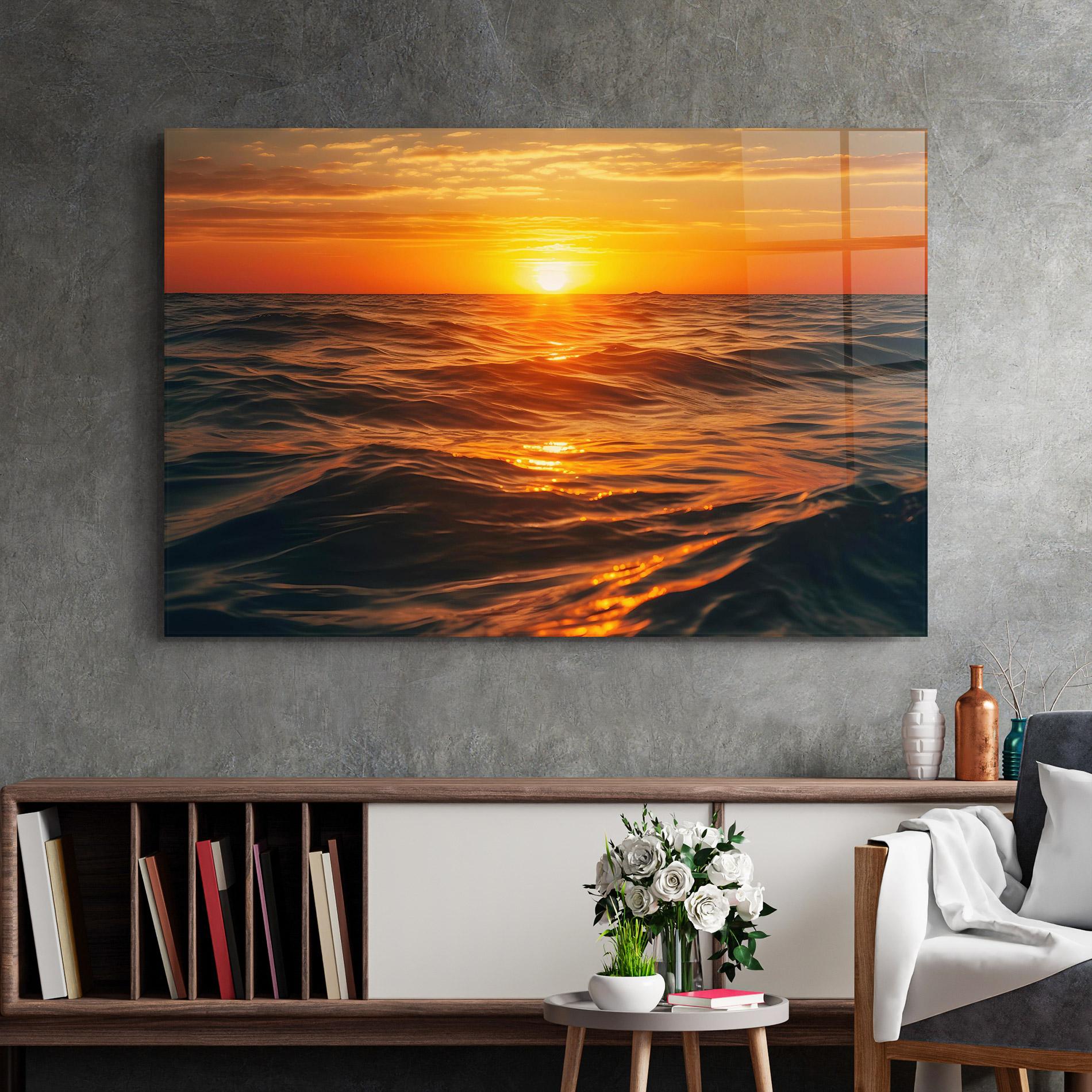 Üvegkép Waves During Sunset mockup 2