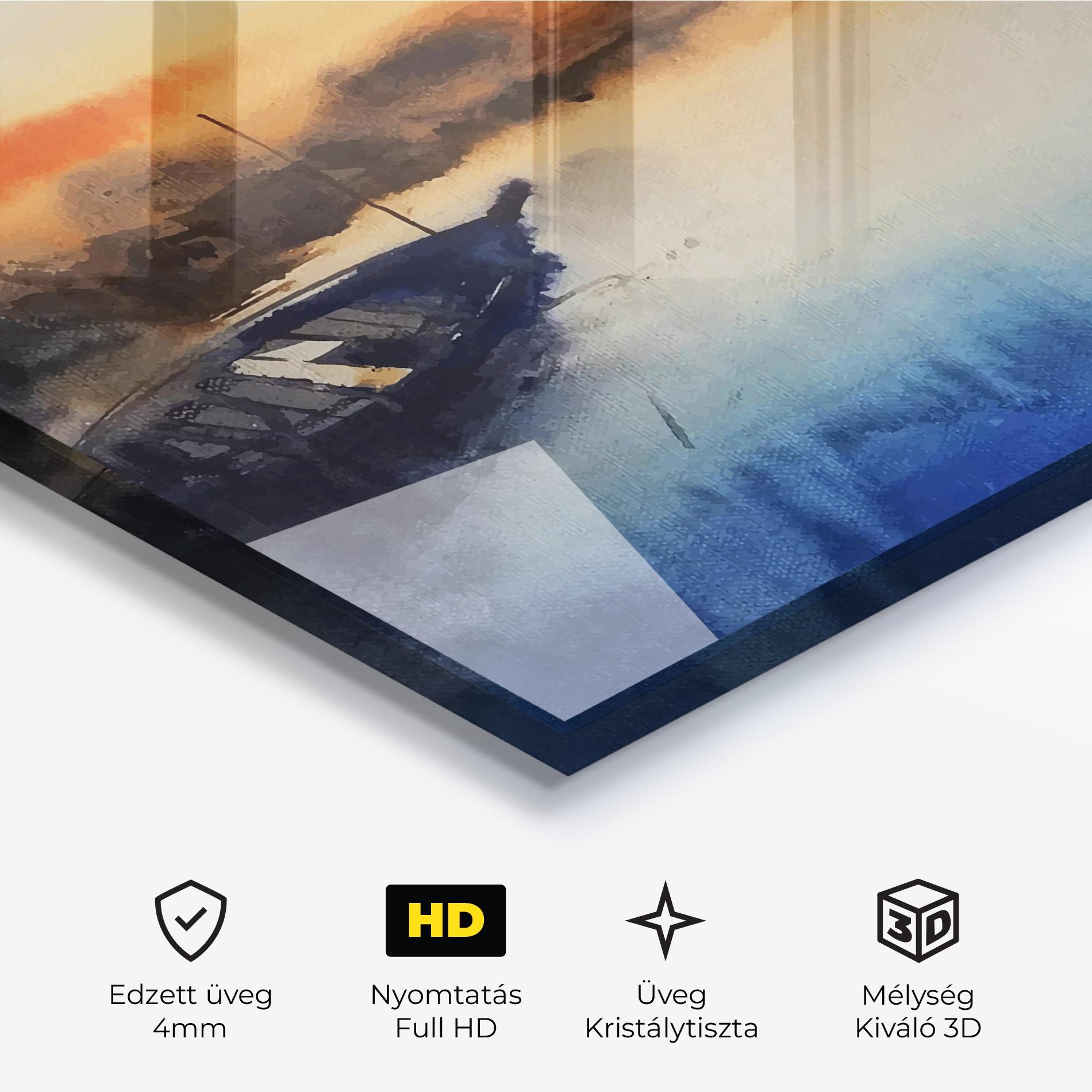 Üvegkép Boat Sunset mockup 3