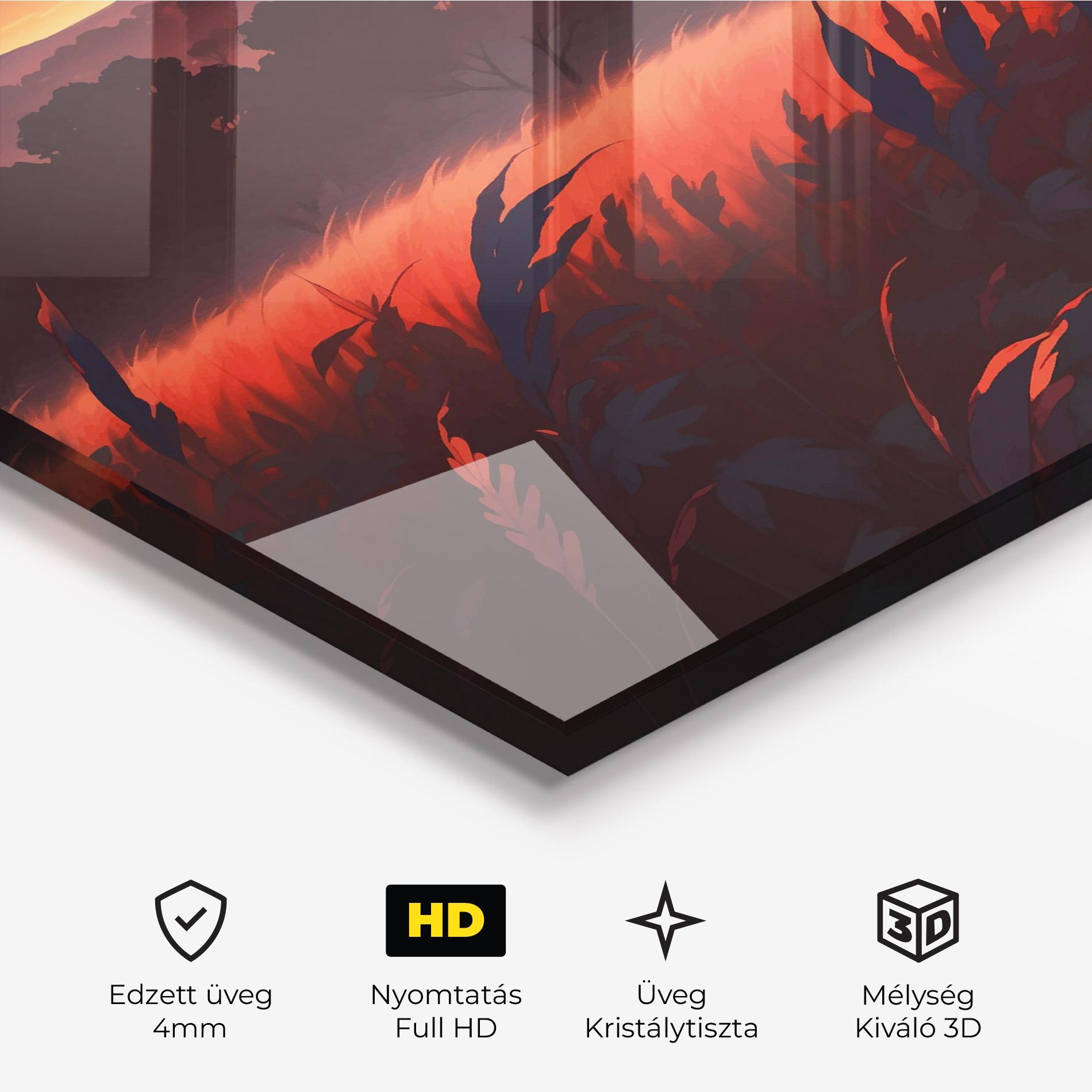 Üvegkép Sunset Red Field mockup 3