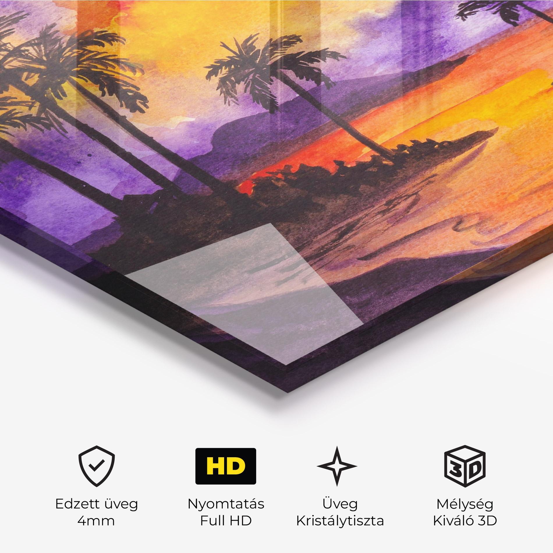 Üvegkép Sunset Watercolor Painting mockup 3