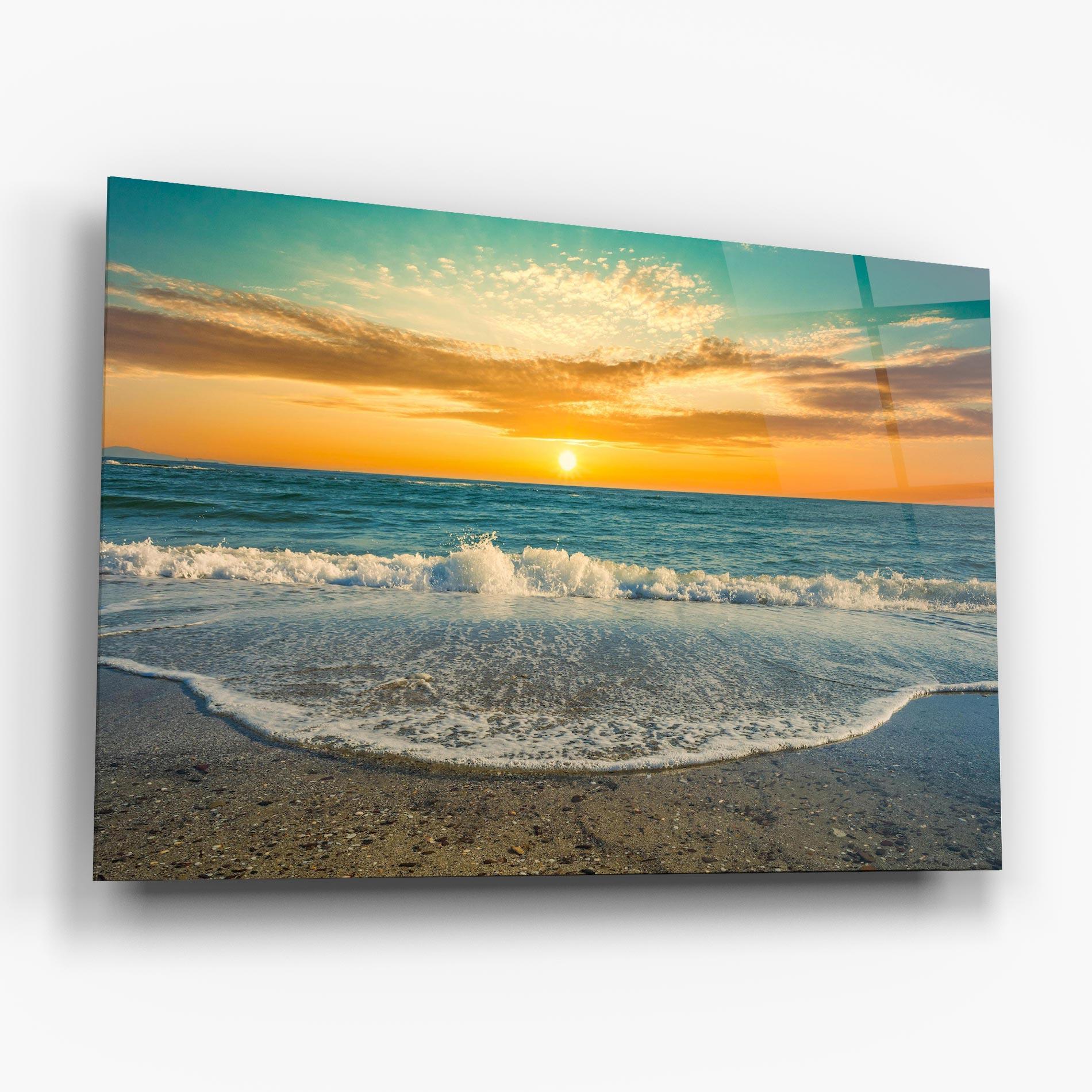 Üvegkép Beach Dramatic Sunset mockup 6