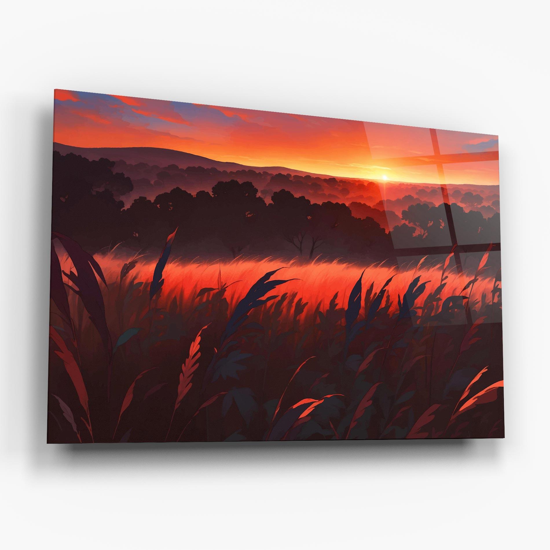 Üvegkép Sunset Red Field mockup 6