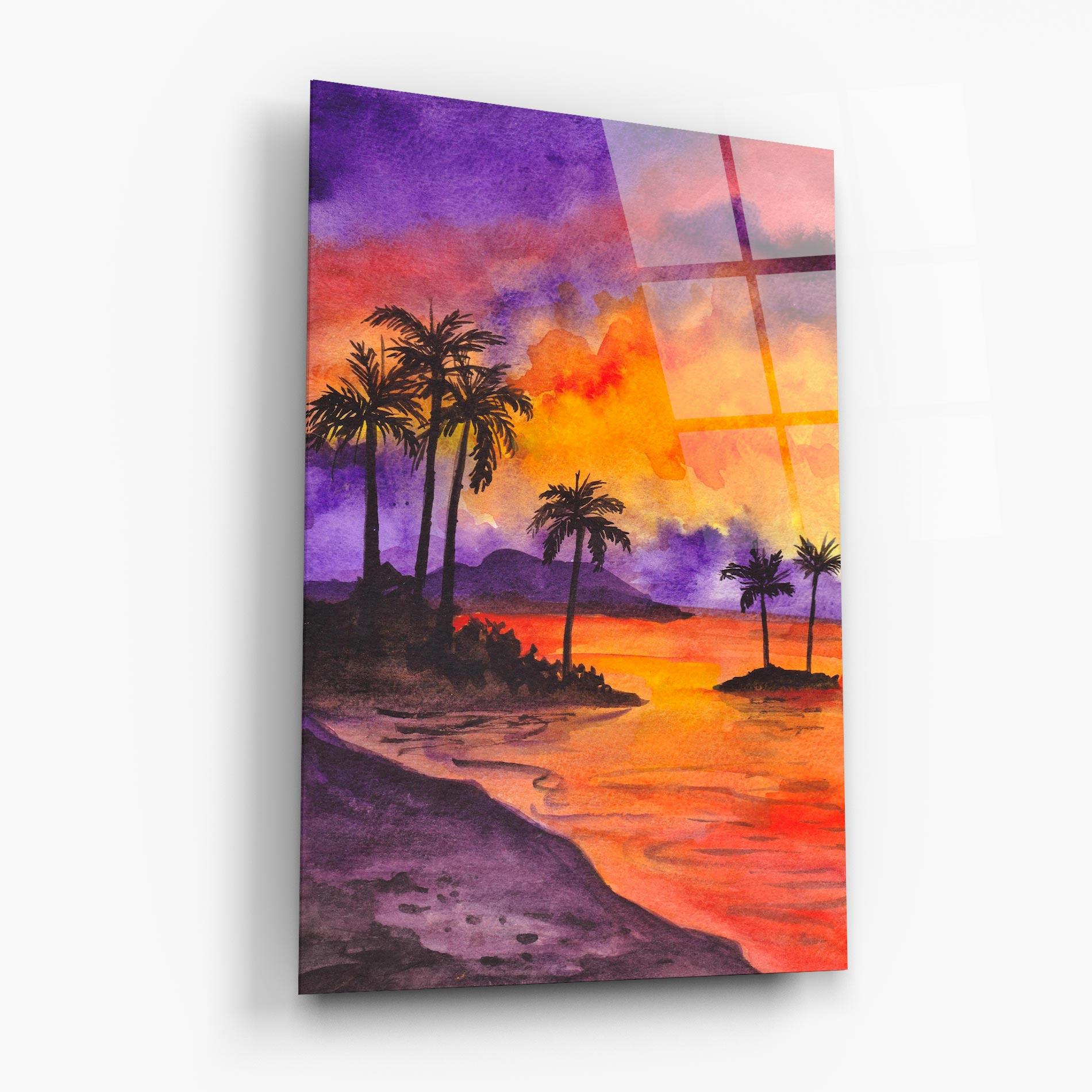 Üvegkép Sunset Watercolor Painting mockup 6