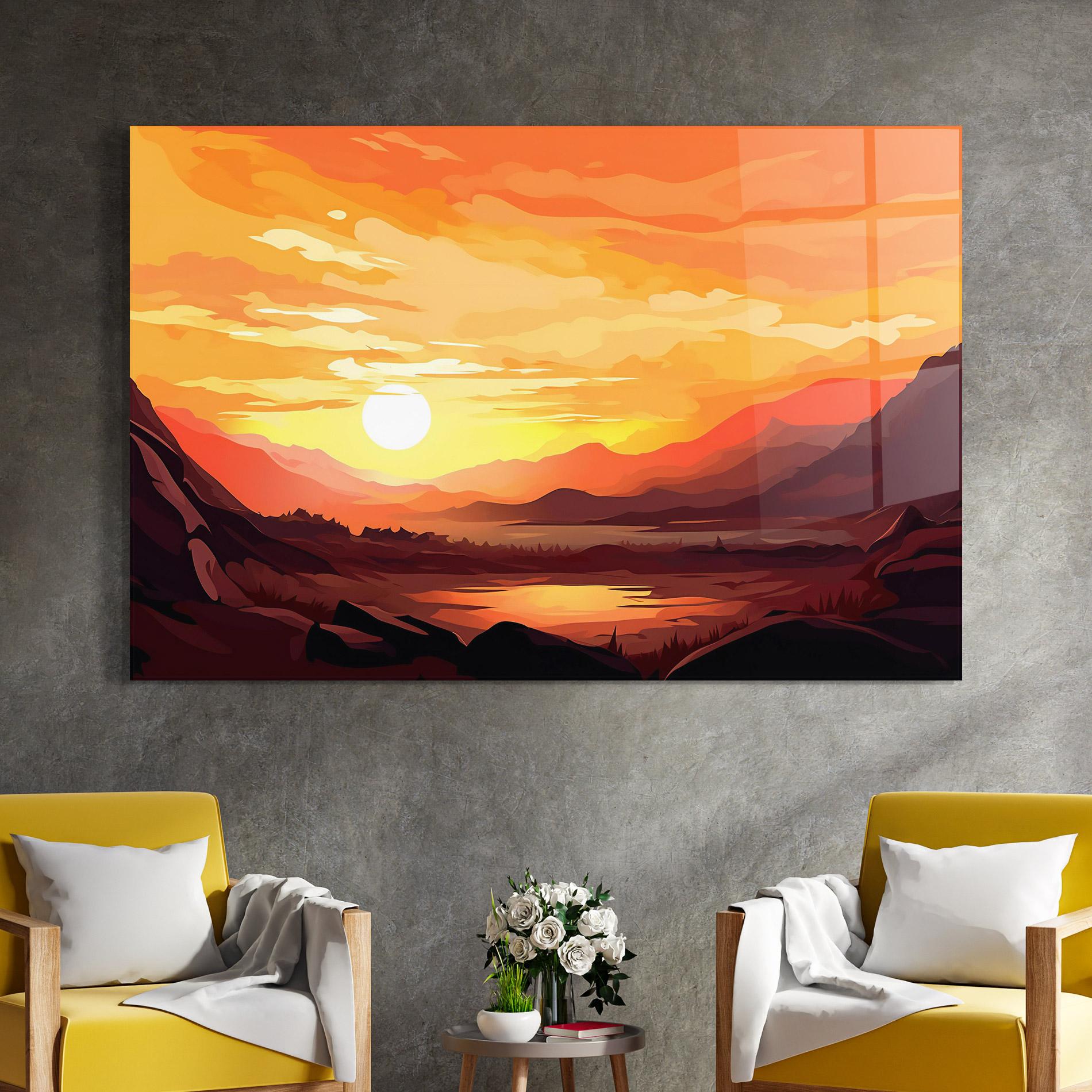 Üvegkép Beautiful Sunset Illustration mockup 4
