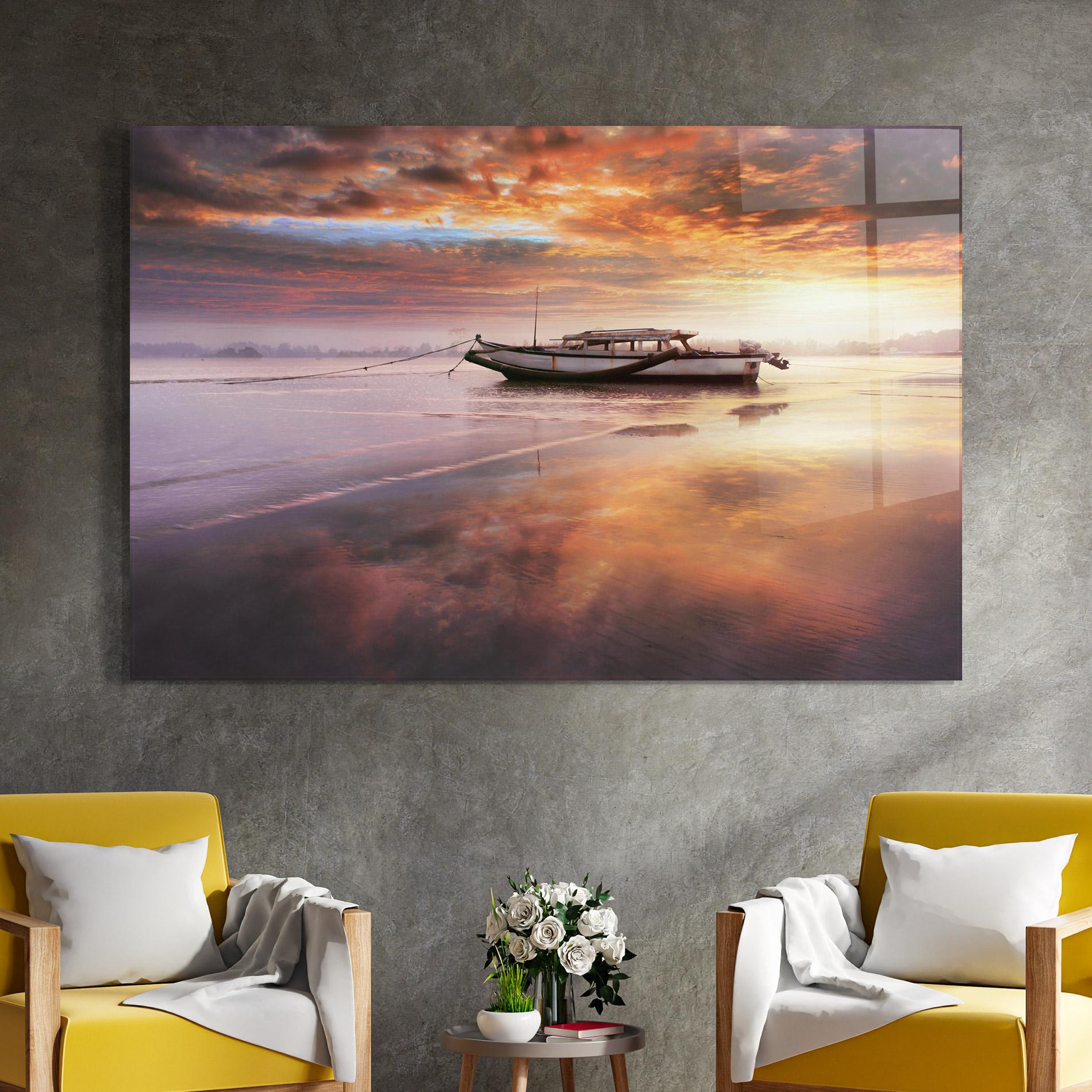 Üvegkép Beauty Boat Sunrise mockup 4