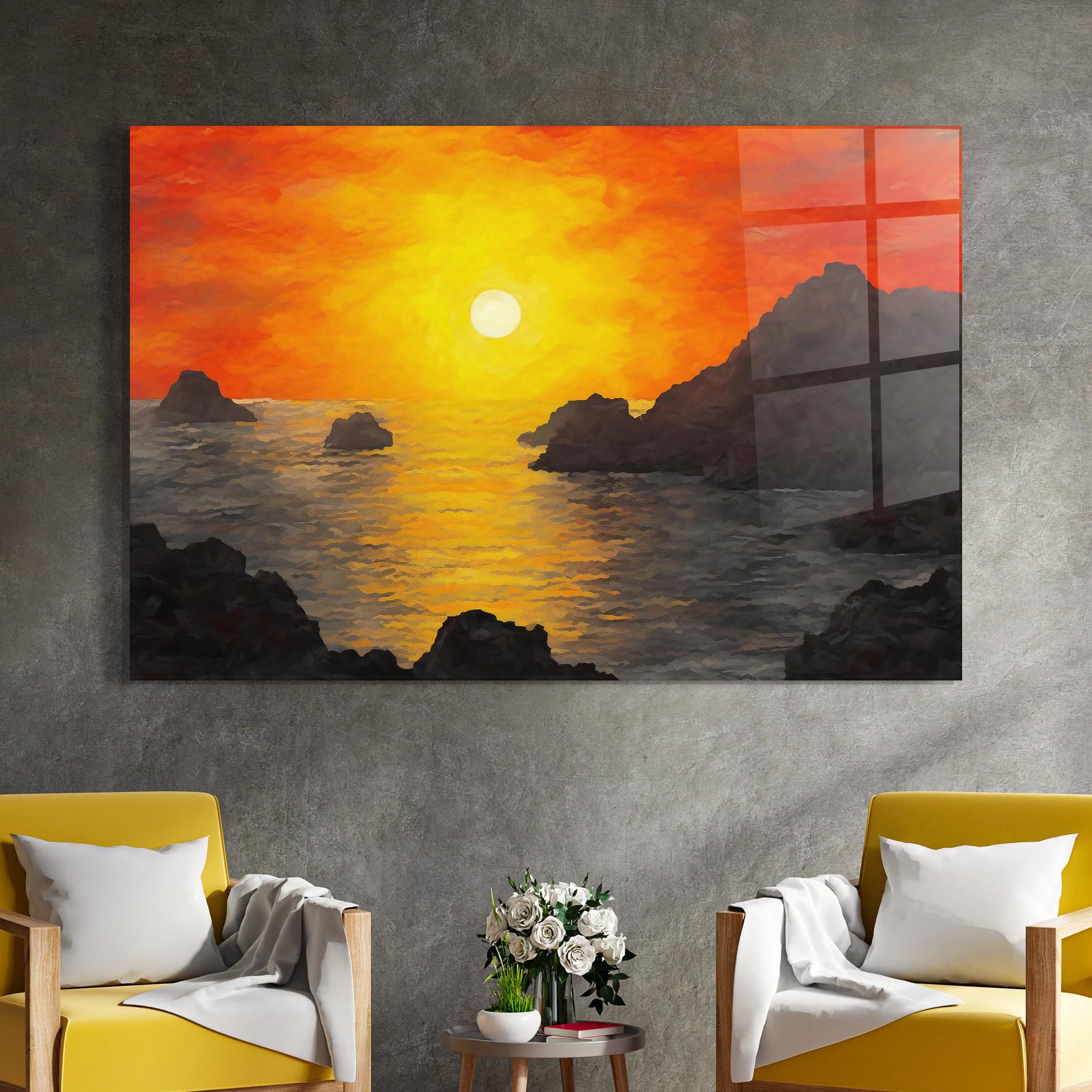 Üvegkép Mountains Rocks Painting mockup 4