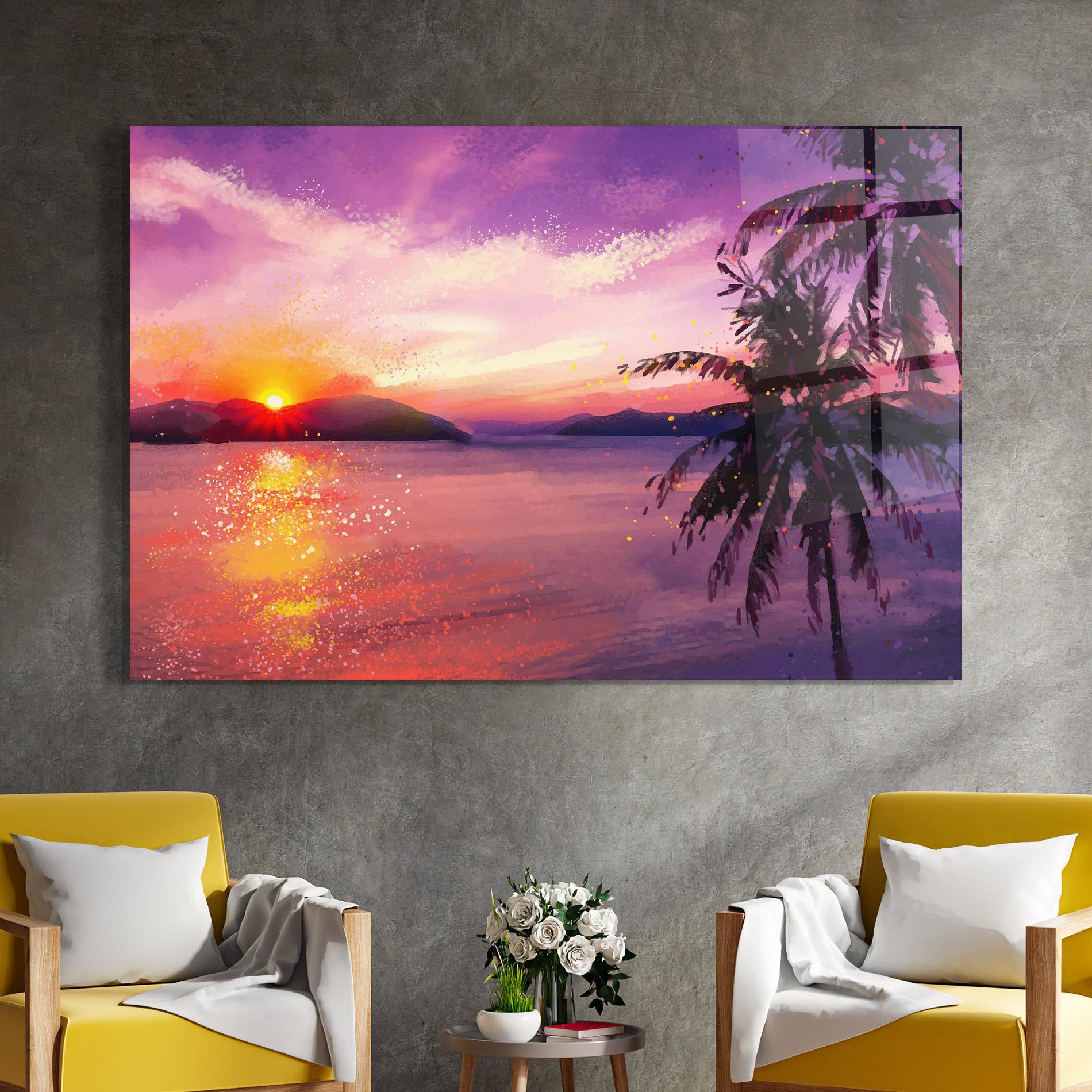 Üvegkép Purple Sunrise Art mockup 4