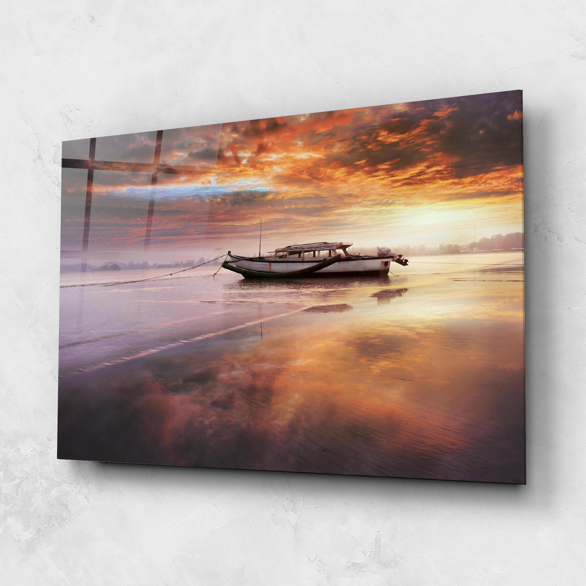 Üvegkép Beauty Boat Sunrise mockup 1