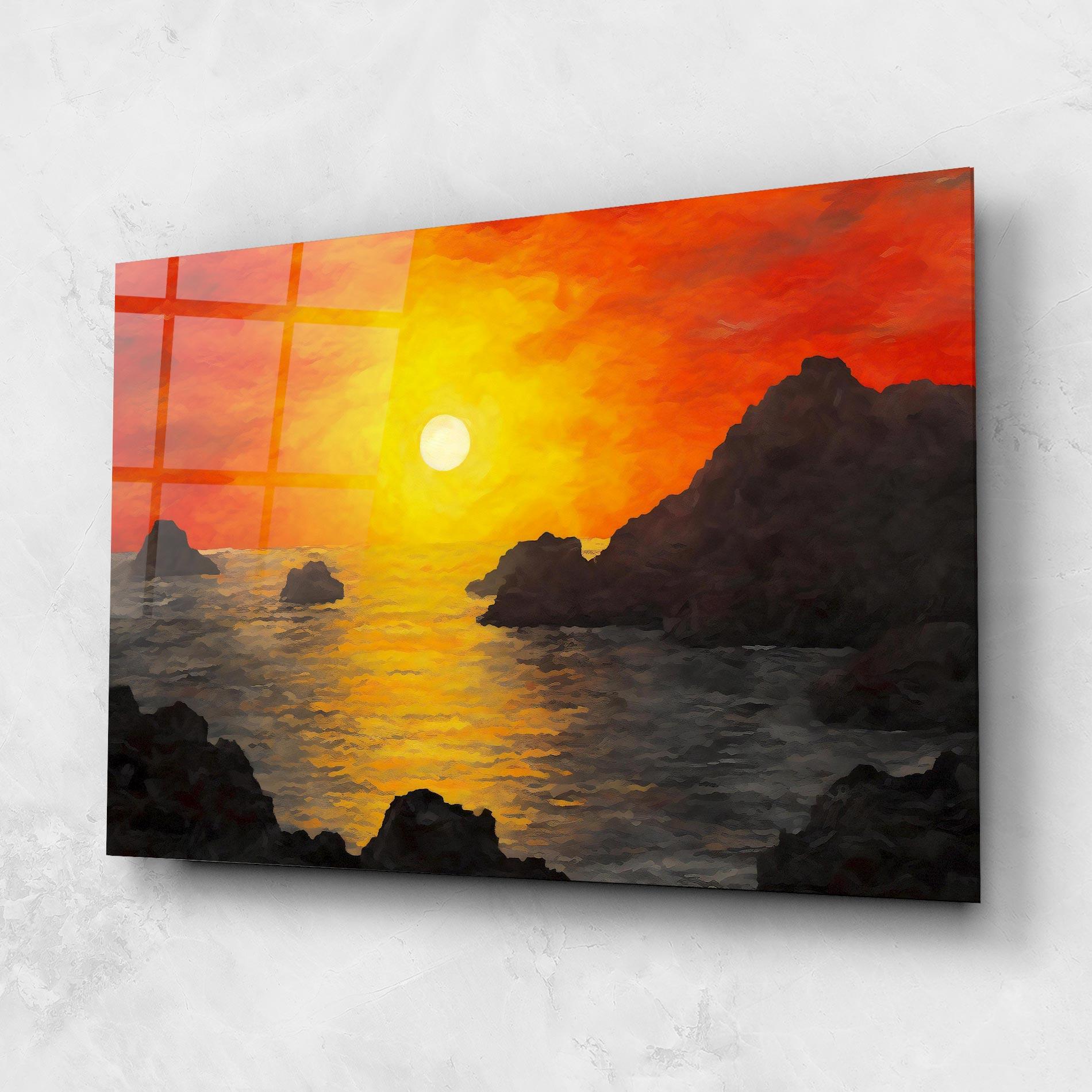 Üvegkép Mountains Rocks Painting mockup 1