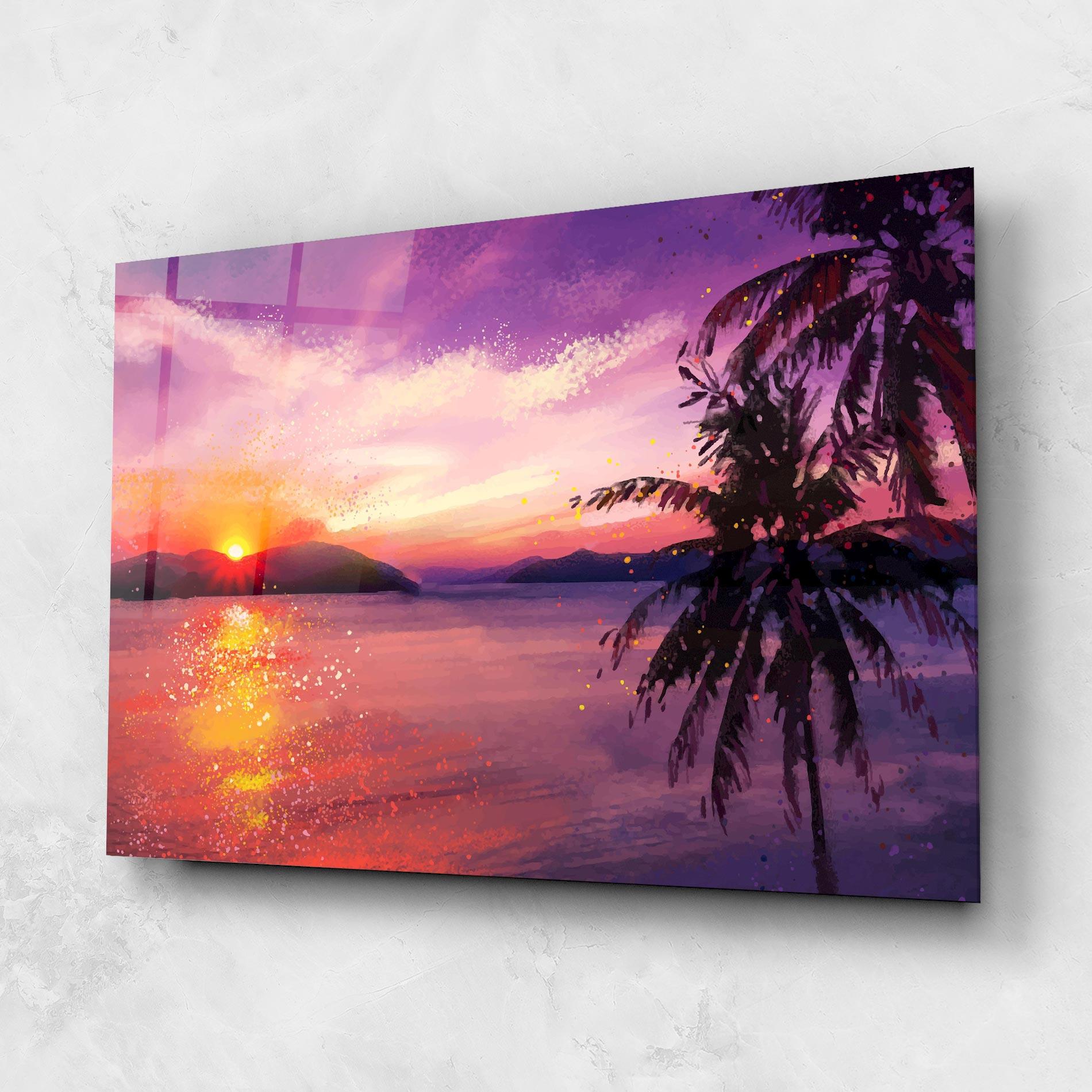 Üvegkép Purple Sunrise Art mockup 1